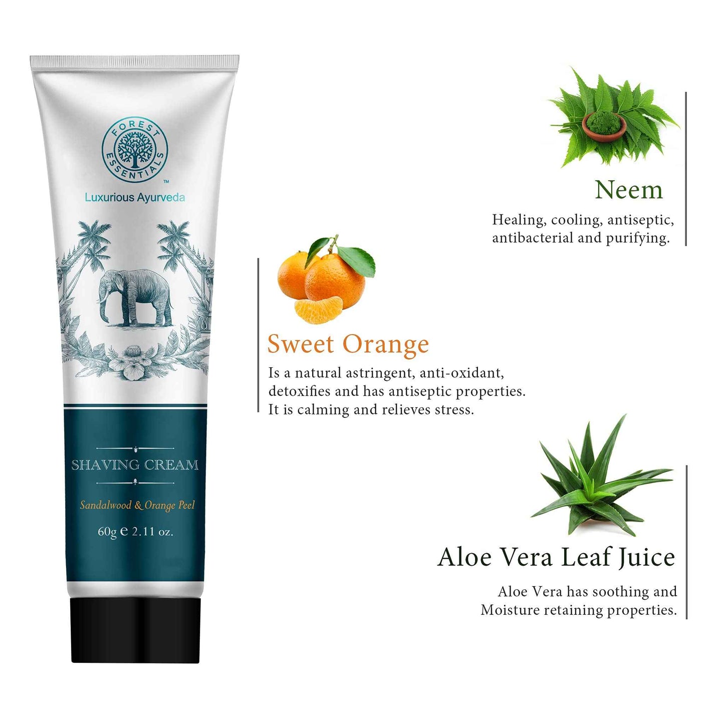 Forest Essentials Shaving Cream Sandalwood & Orange Peel 60g