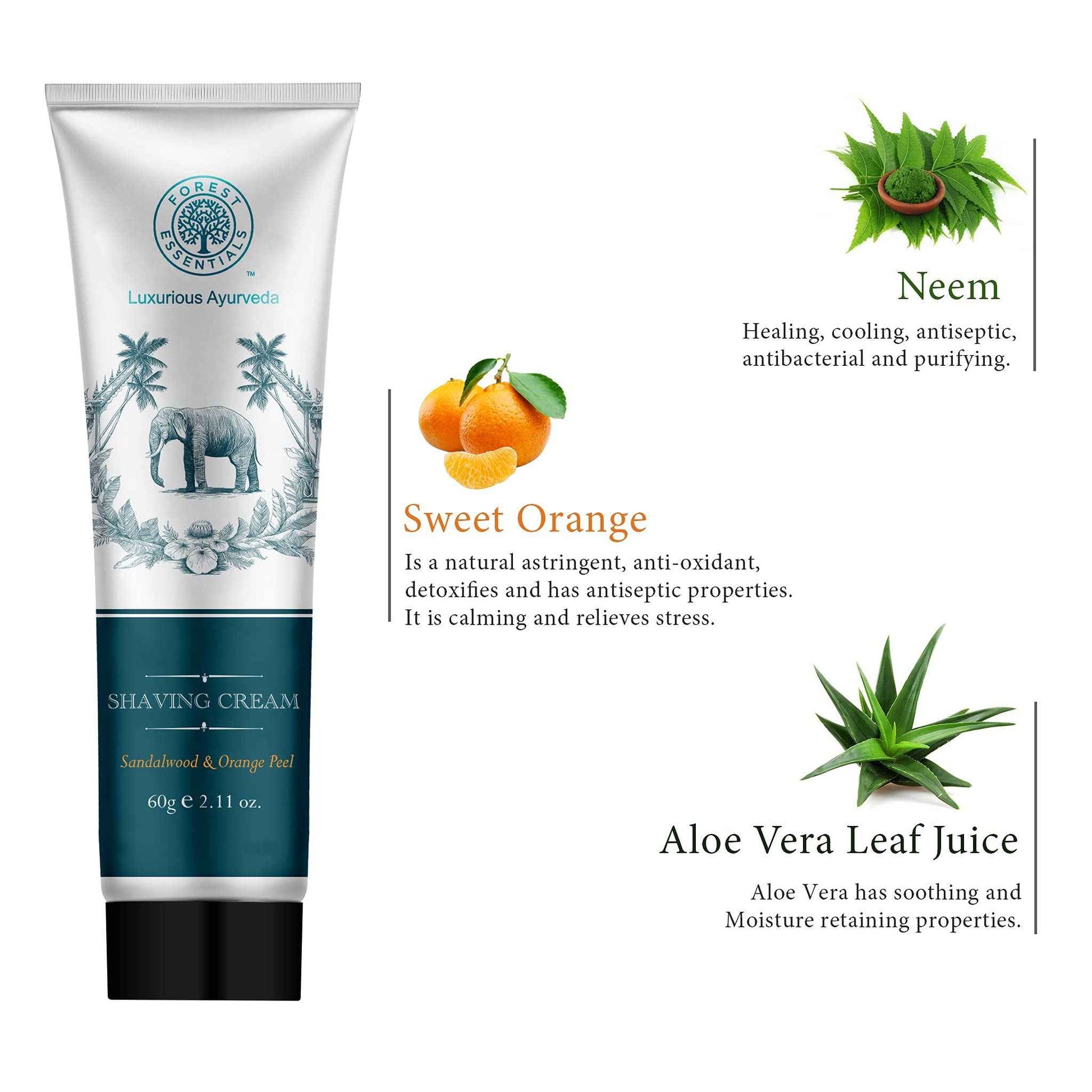 Forest Essentials Shaving Cream Sandalwood & Orange Peel 60g