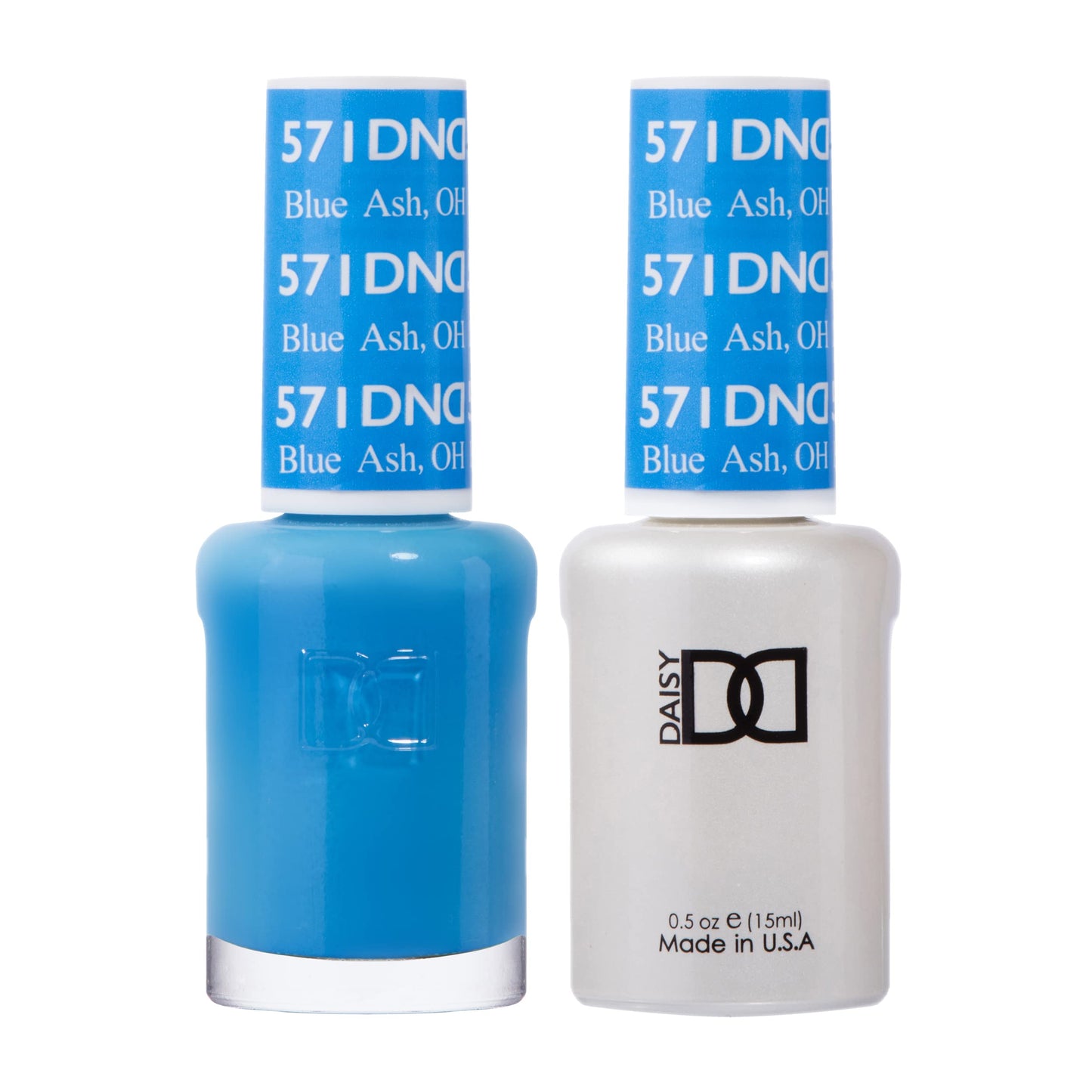 DND Gel Polish Set, Blue Collection, UV Gel Polish and Air Dry Nail Lacquer, Matching Chip-Free Polish Duo, 571 Blue Ash, 0.5 Fl Oz