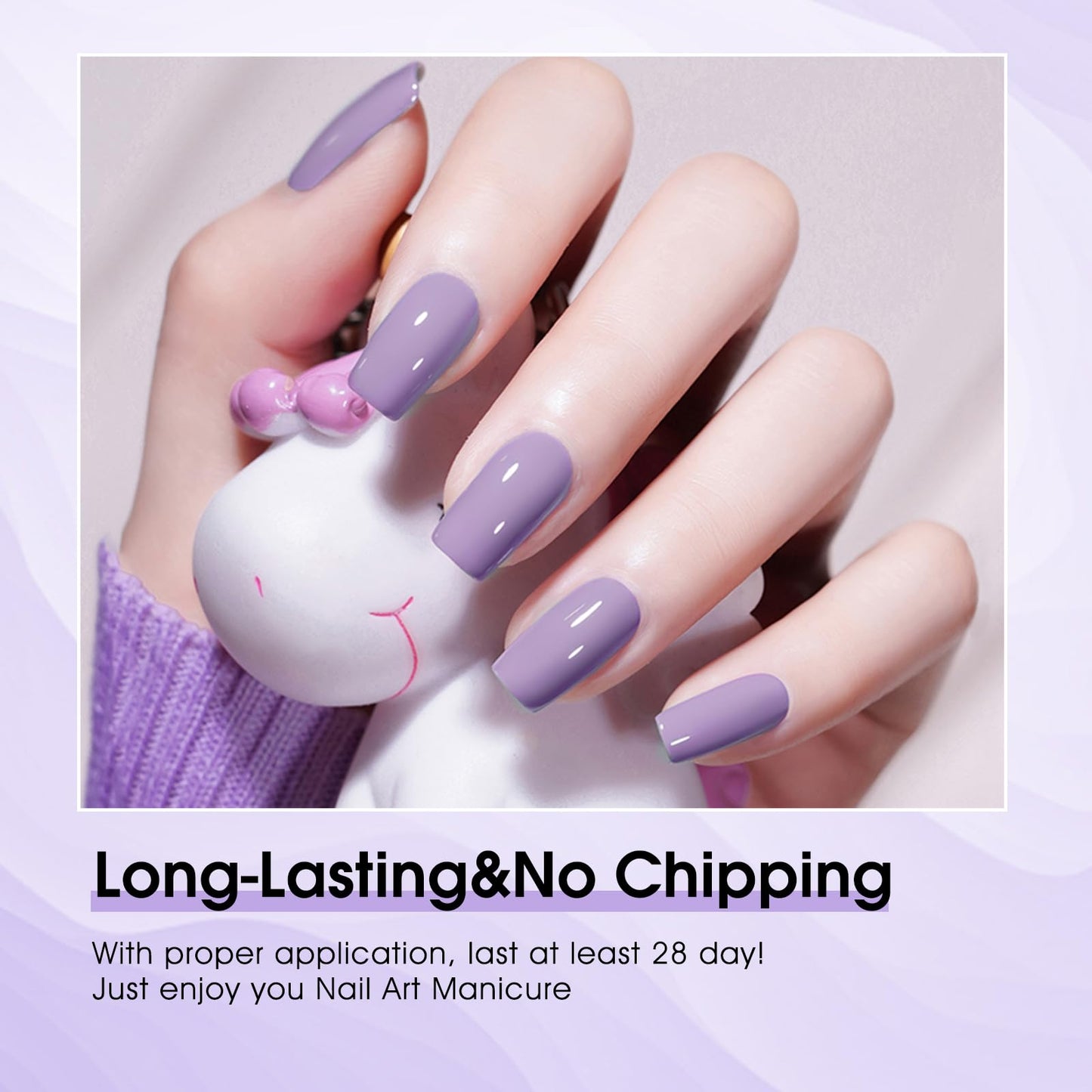 VENALISA Purple Lavender Gel Nail Polish, 1Pcs Light Purple Gel Polish Pastel Purple Color Nail Polish Gel High Gloss Soak Off U V Gel Nail French Nail Manicure Salon DIY