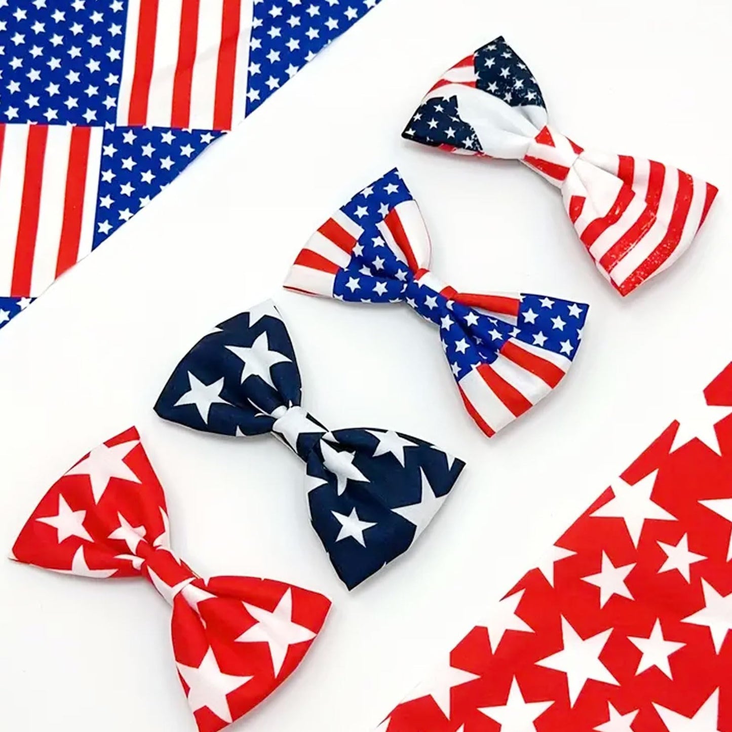 4th Of July Hair Clips Bow for Girls, 3.94'' x 2.17'' Patriotic Fable Bow Handmade American Flag Hair Clips Independence Day Hair Accessories for Little Girls Toddlers Kids