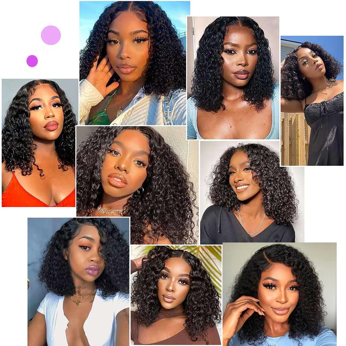 Maytune Wear and Go Glueless Wigs Human Hair Pre Plucked Pre Cut Deep Wave Curly Bob Wig Human Hair Lace Front Wigs for Black Women 4x4 Glueless Lace Closure Human Hair Bob Wigs 10 Inch