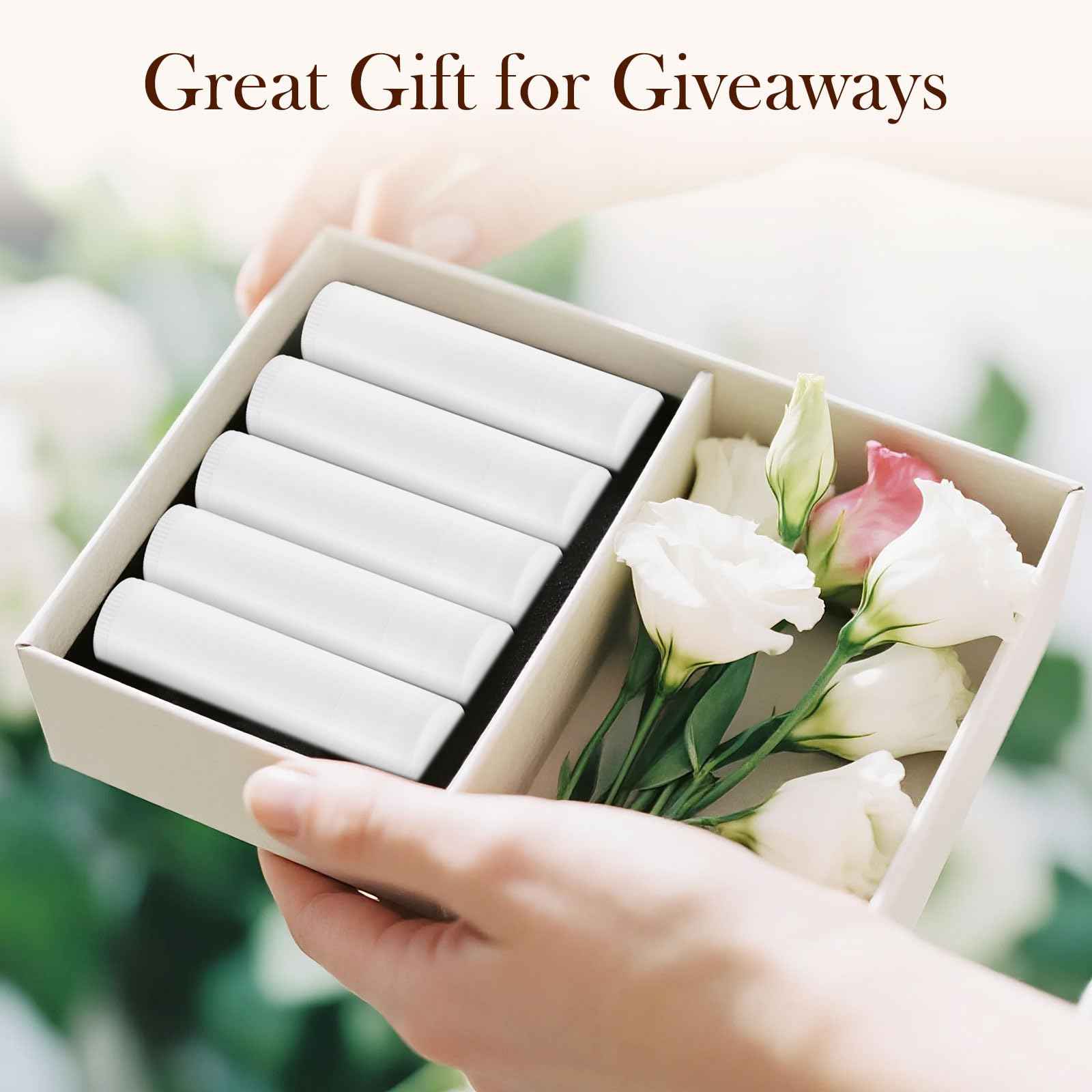 50-Pack Unlabeled Lip Balm Bulk – Natural Shea Butter & Vitamin E, 5 Flavors – Blank Tube Custom Labels for Party & Wedding Favors, Baby Shower & Gift Basket Filling