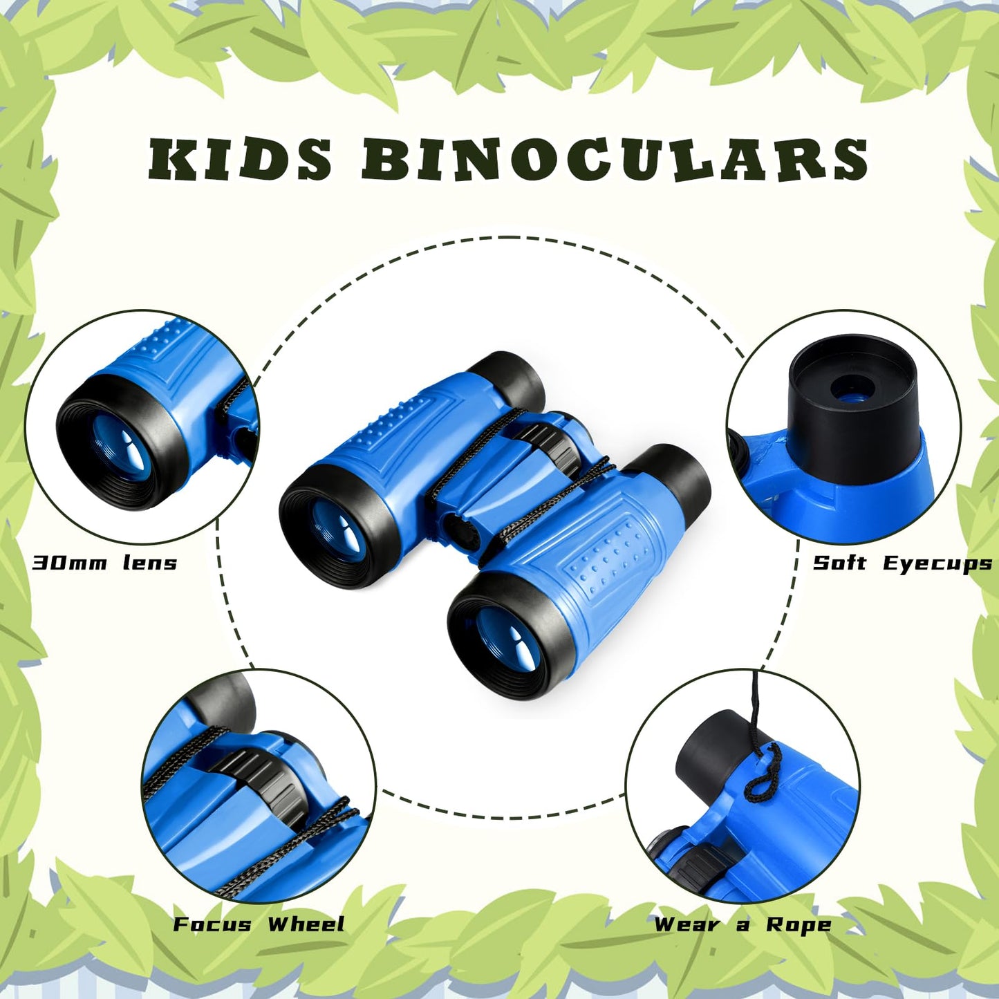 Libima 24 Pcs Binoculars for Kids Educational Compact Kids Binoculars with Neck String Toddler Binoculars for Boys Girls Learning Bird Watching Camping Hiking Travel Safaris Birthday Gifts (Blue)