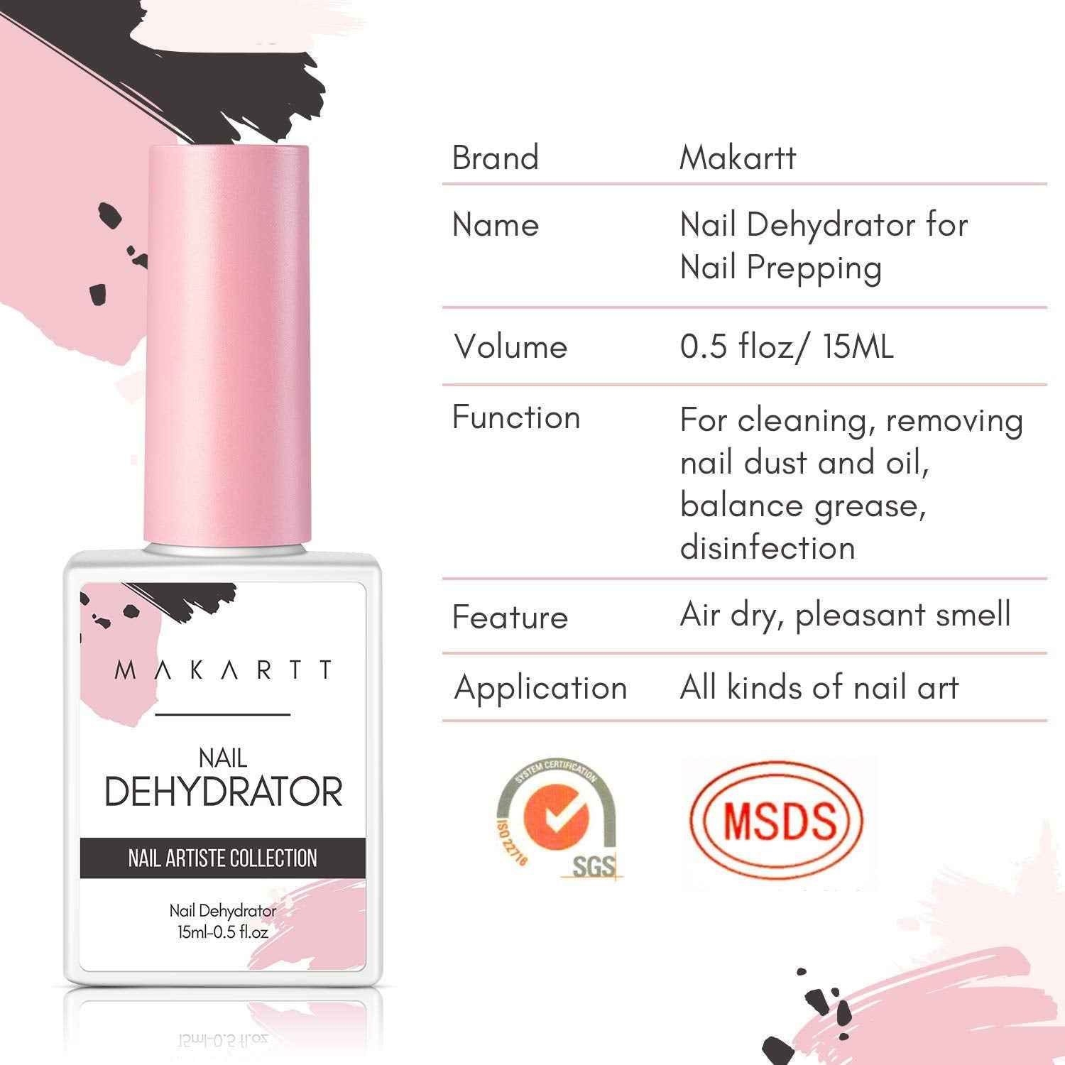 Makartt Nail Primer Natural Nail Dehydrator Primer for Acrylic Nails Gel Polish Bundle Peel Off Base Coat, 15ml UV Gel Base Coat Nail Polish Peelable Base Gel