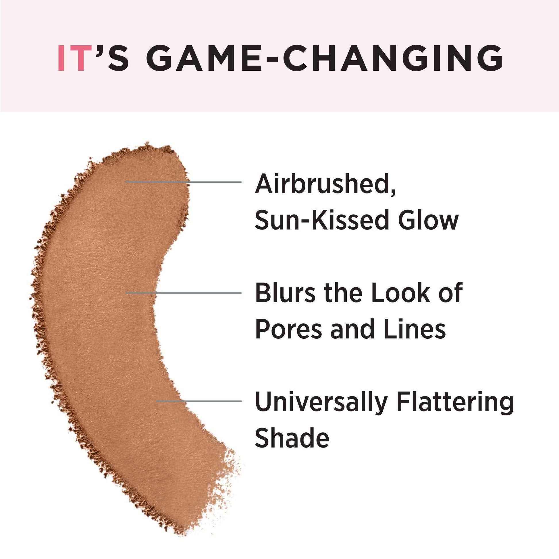 IT Cosmetics Bye Bye Pores Anti-Aging Bronzer, Diffuses Look of Pores + Fine Lines, Sun-Kissed Glow Face Makeup Powder, Oil-Free, Talc-Free, With Hyaluronic Acid – Universal Shade, 0.3 oz