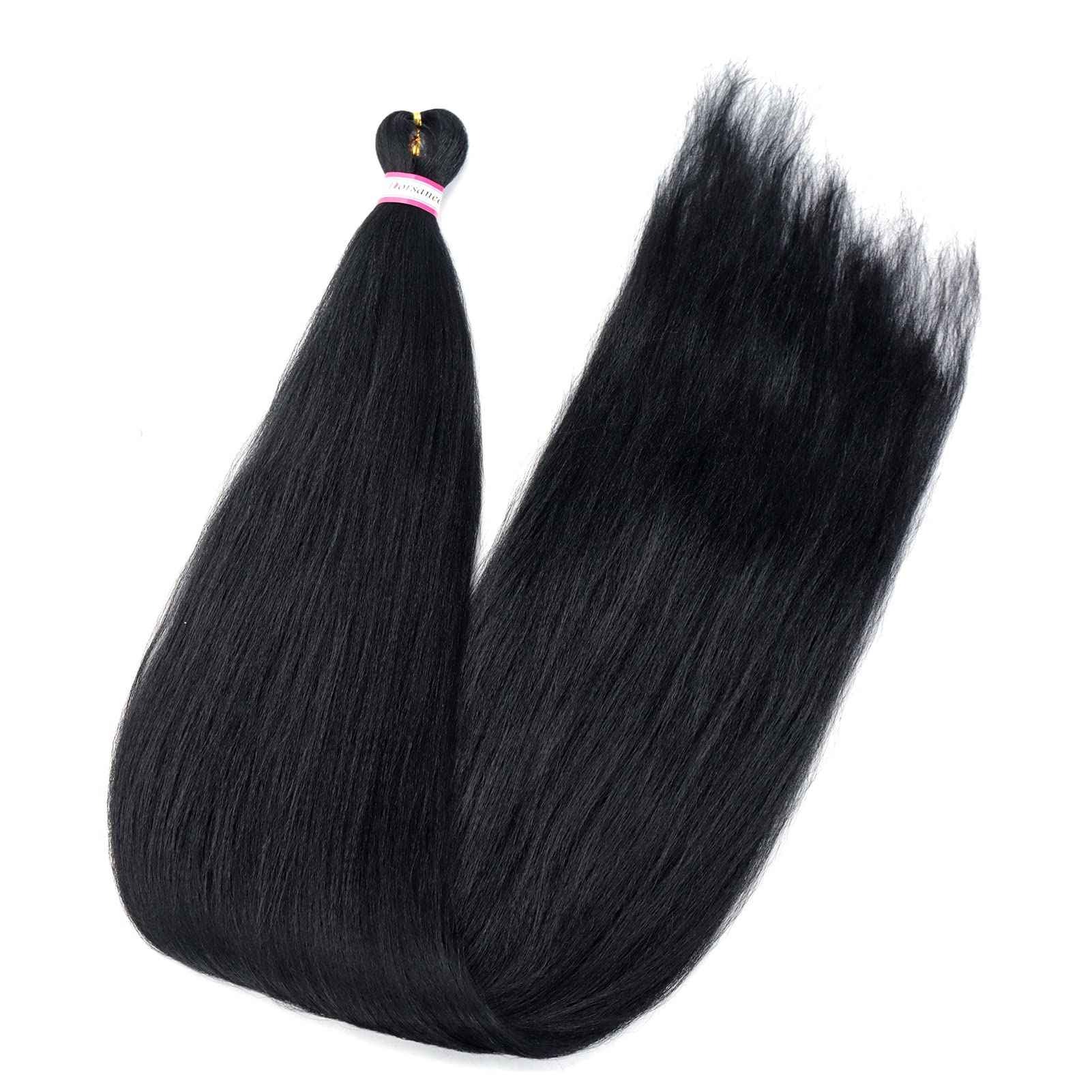 Pre Stretched Braiding Hair 8 Packs 48 Inch Natural Black Color Long Professional Hair for Braiding Twist Braids Itch Free Hot Water Setting Yaki Straight Synthetic Hair Extensions (#1B)