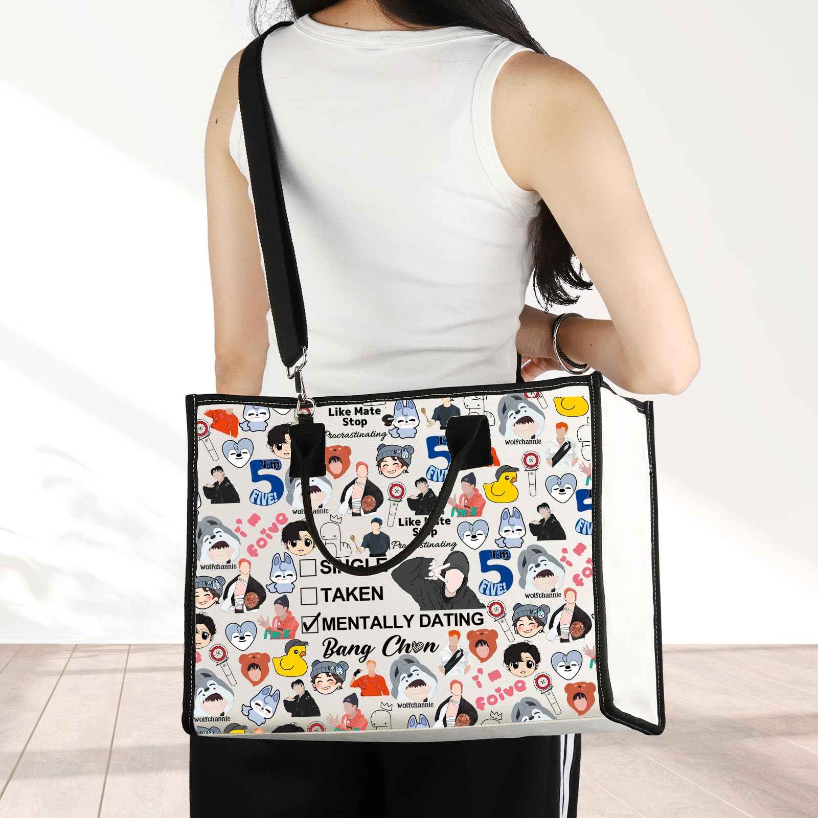 JNIAP Korean Group Stay Makeup Bag Music Lover Gifts Single Taken Mentally Dating With Bang C Stay Merchandise（Bang Tote）