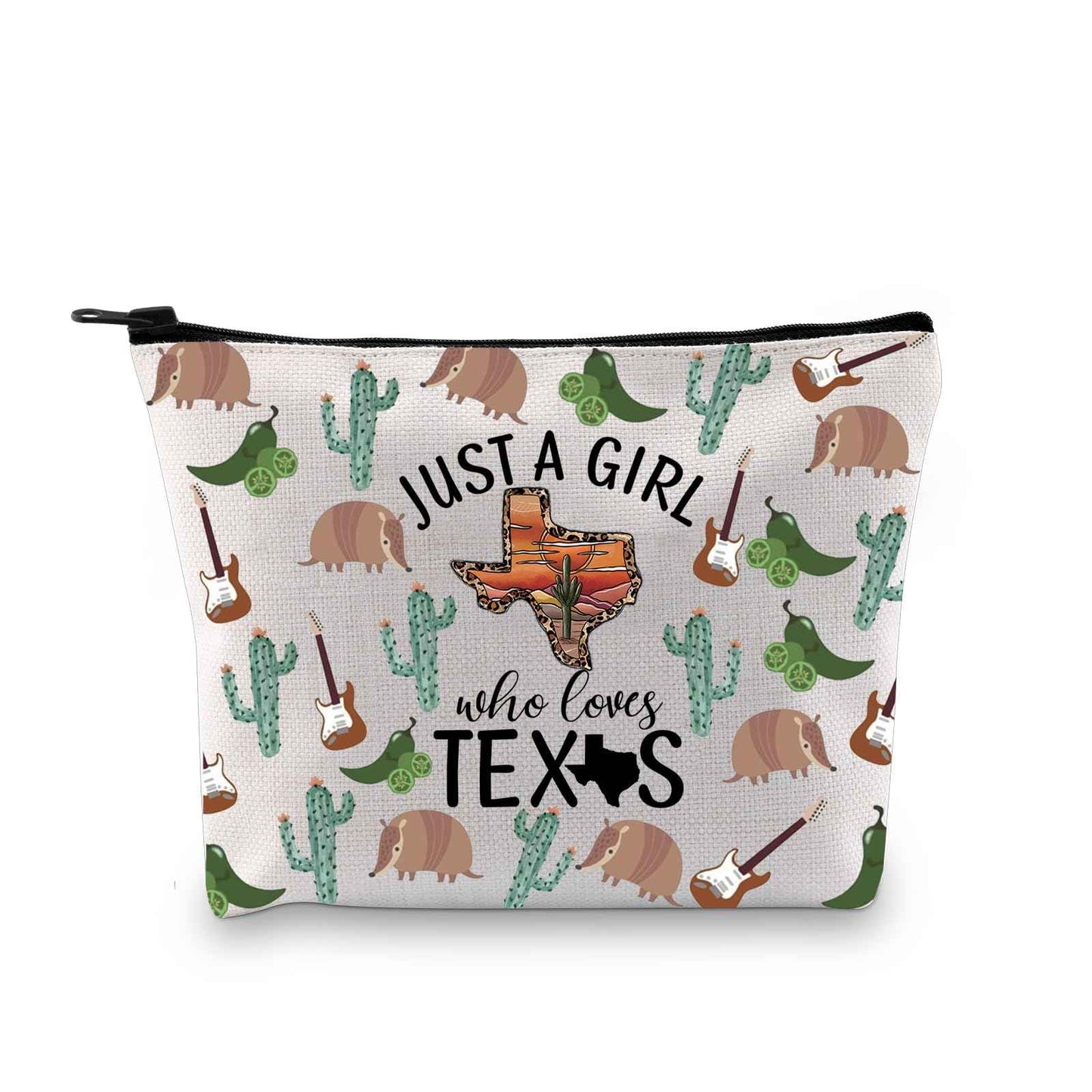 XYANFA Western Gift Canvas Makeup Bag Western City Lover Gift Cowgirl Canvas Zipper Pouch (Texxs makeup Bag)