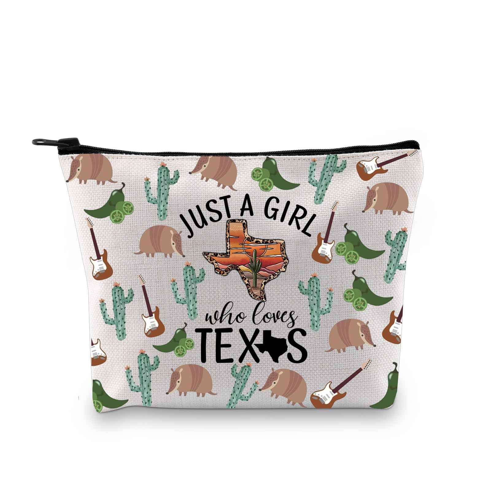 XYANFA Western Gift Canvas Makeup Bag Western City Lover Gift Cowgirl Canvas Zipper Pouch (Texxs makeup Bag)