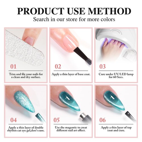 Double Rhythm Jelly Glass Cat Eye Gel Polish with Magnet 15ML Holographic Glitter Shimmer Translucent Sheer Color Magnetic Nail Polish Salon DIY at Home (Jelly Glass Nude-MC1101)