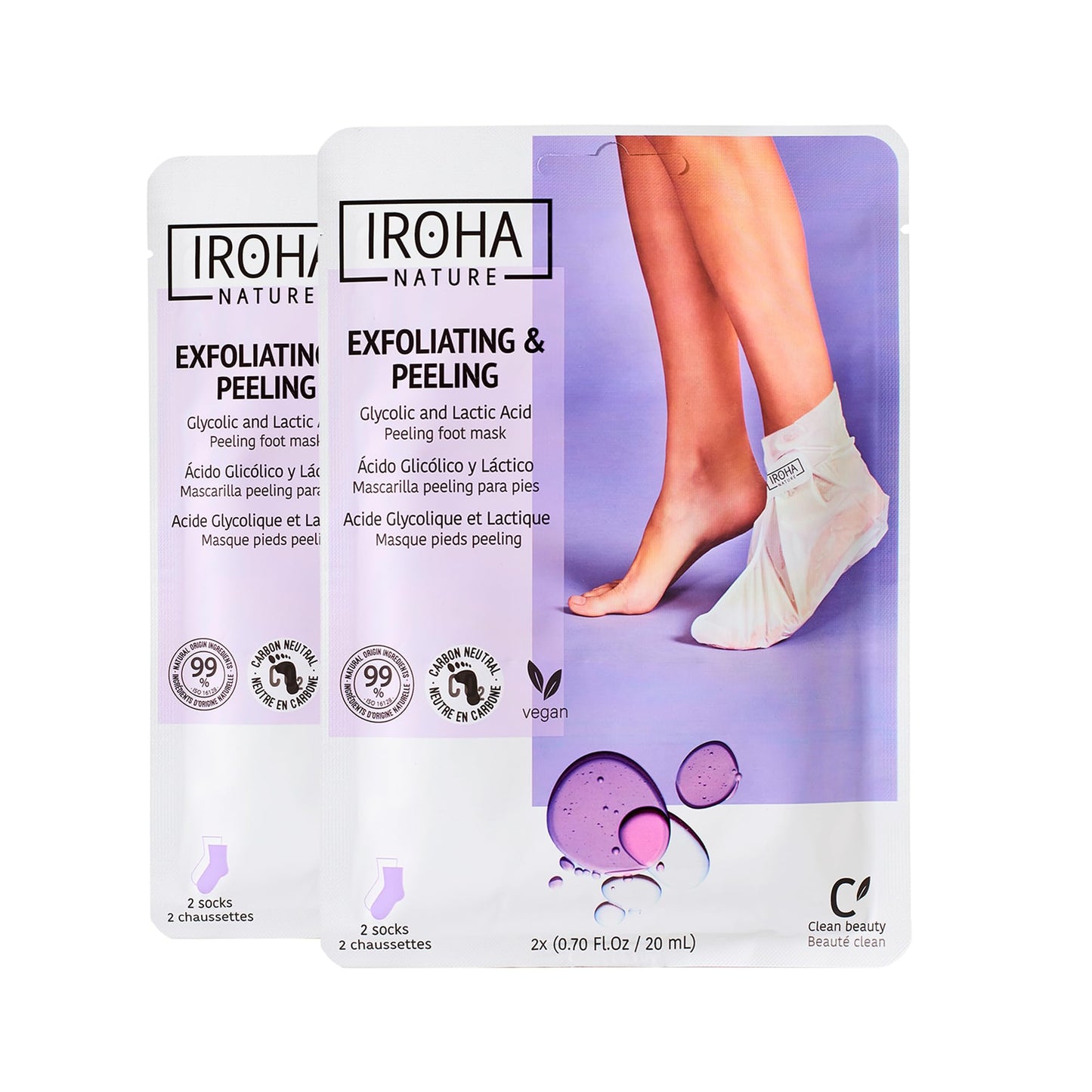 Exfoliating Foot Peel Mask with Lavender - 2 Pairs (2 Uses) - Intensive Treatment for Dry Skin & Calluses, Glycolic & Lactic Acid, Removes Dead Skin, Cracked Heel Repair, Vegan & Natural …