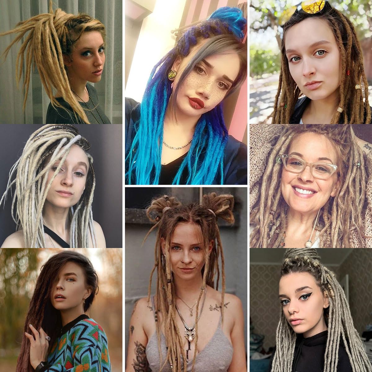 Kraler 18 Inch Double Ended Dreadlock Extensions, 10 Strands Ombre Brown Synthetic DE Dreads Extensions, Thin 0.6cm Width Reggae Hippie Soft Dreads Style for Woman