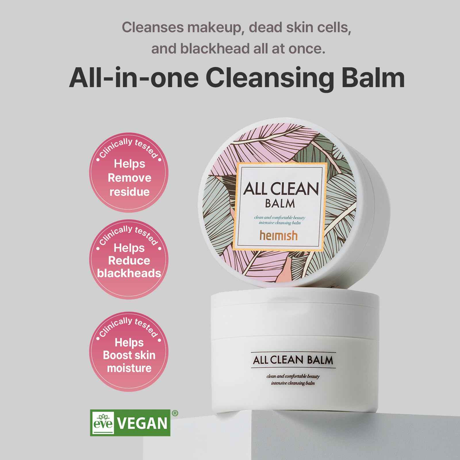 HEIMISH All Clean Balm - Cleansing Balm, Waterproof Makeup Remover, Face Cleanser, Oil Based Cleanser, Korean Skincare with Natural Aroma Oil, Vegan, For All Skin Types, 4.0fl.oz/120ml, 2 Packs