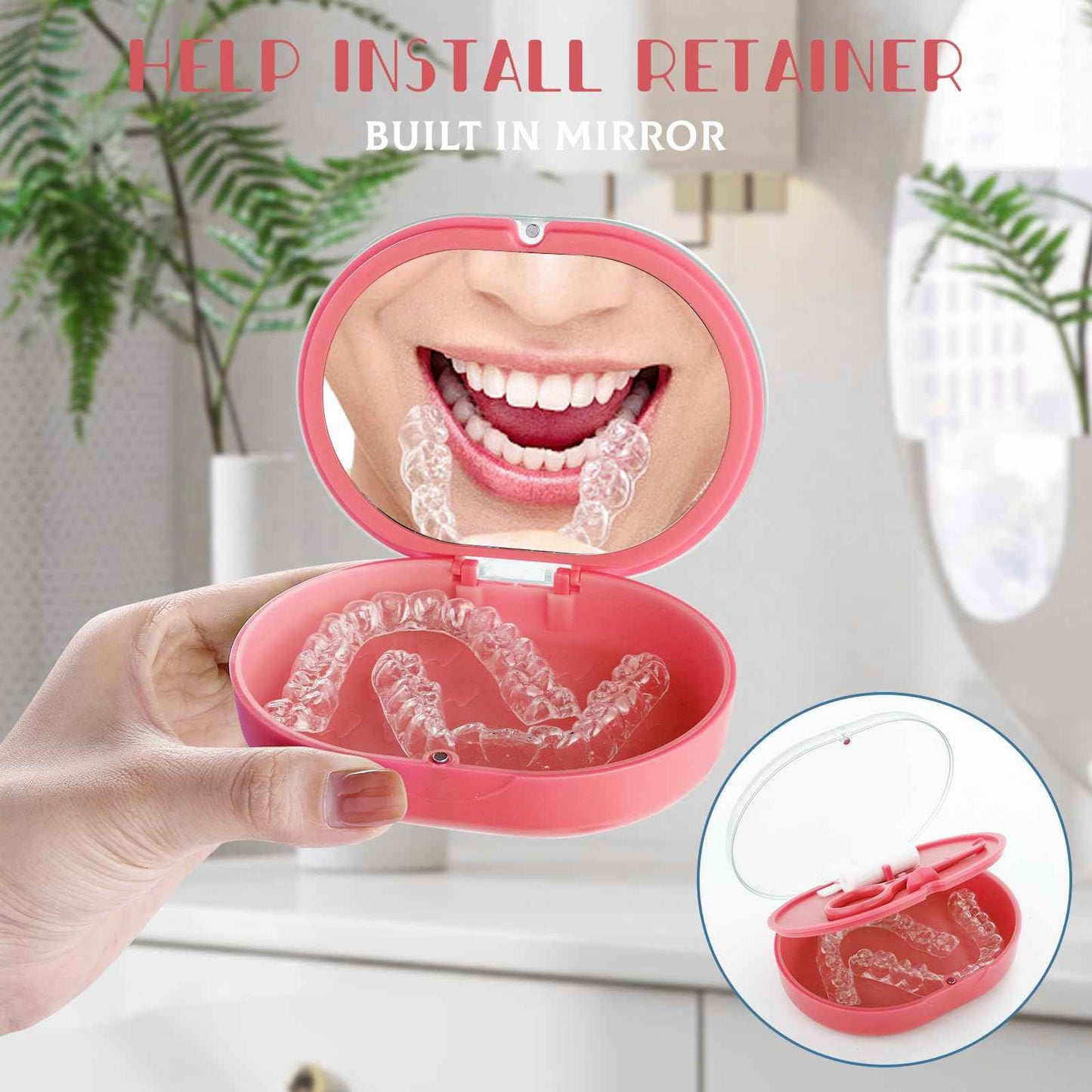 LONGMON Double Layer Retainer Case Portable Aligner Case for Orthodontics Build In Mirror With Removal Tool,Chewies&Cleaning Brush Kit