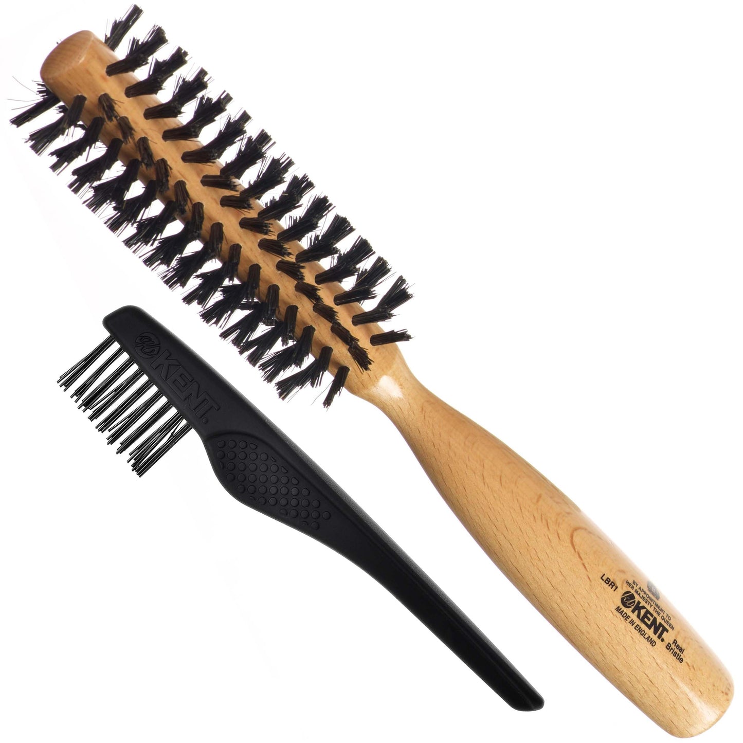 Kent LBR1 Finest Hair Brushes for Women Blow Dry Brush Made of Beechwood -Spiral Radial Boar Bristle Hairbrush for Short or Shaped Hair - Royal Salon Style Straightening Pure Wood Brush from Kent