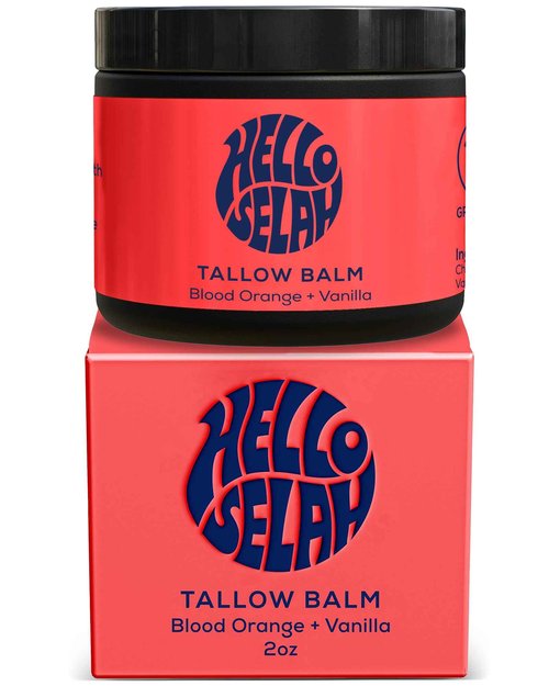 Hello Selah Blood Orange + Vanilla Tallow Balm – Luxurious Moisturizer for Soft, Glowing Skin | 100% Grass-Fed, Organic Face & Body Balm | Uplifting Citrus-Vanilla Aroma, Non-Toxic (Made in the USA)