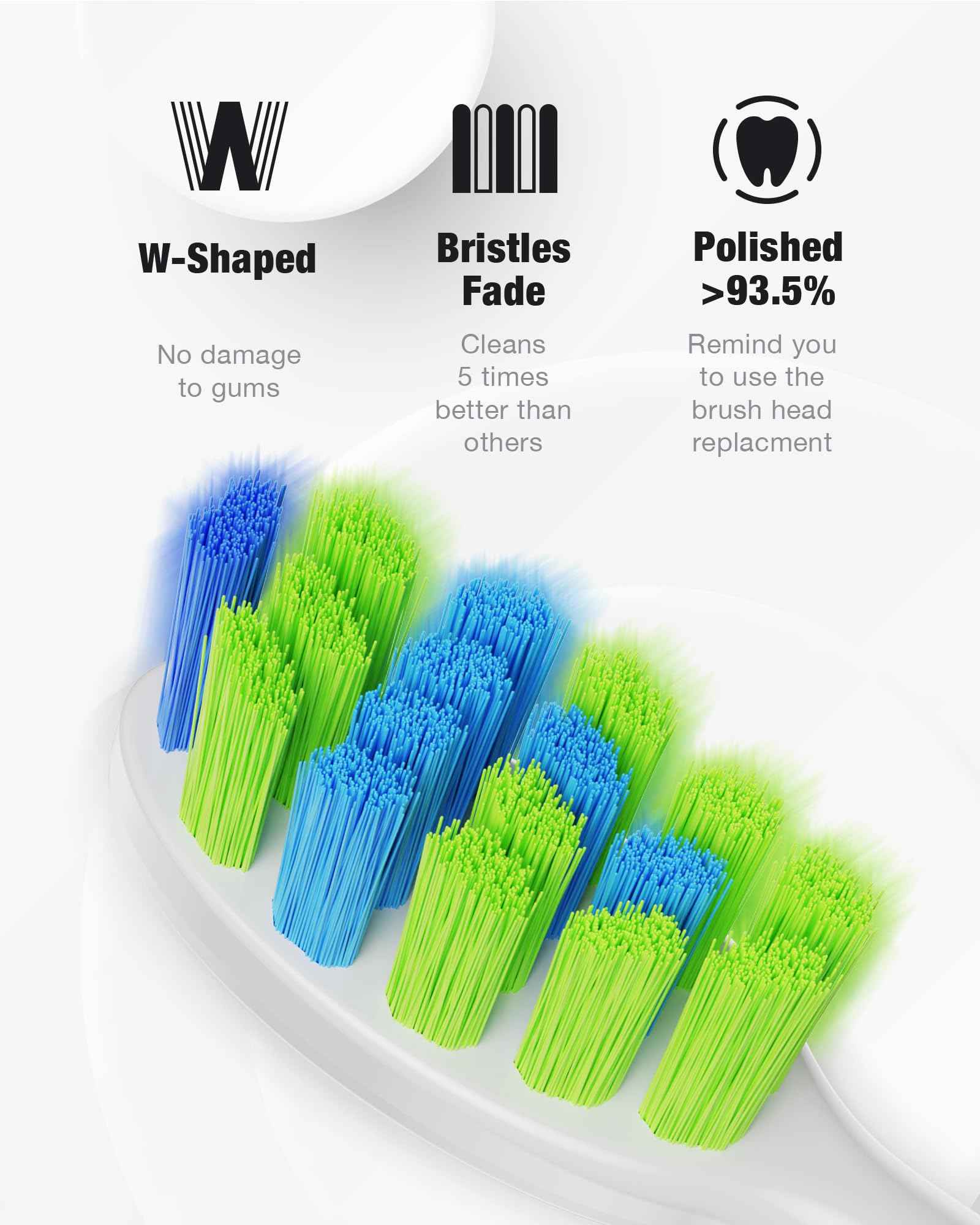 7AM2M Sonic Electric Toothbrush with 6 Brush Heads for Adults&Kids, One Charge for 120 Days, Wireless Fast Charge, 5 Modes, 40000VPM Powered Toothbrush, 2 Minutes Built in Smart Timer - Light Green