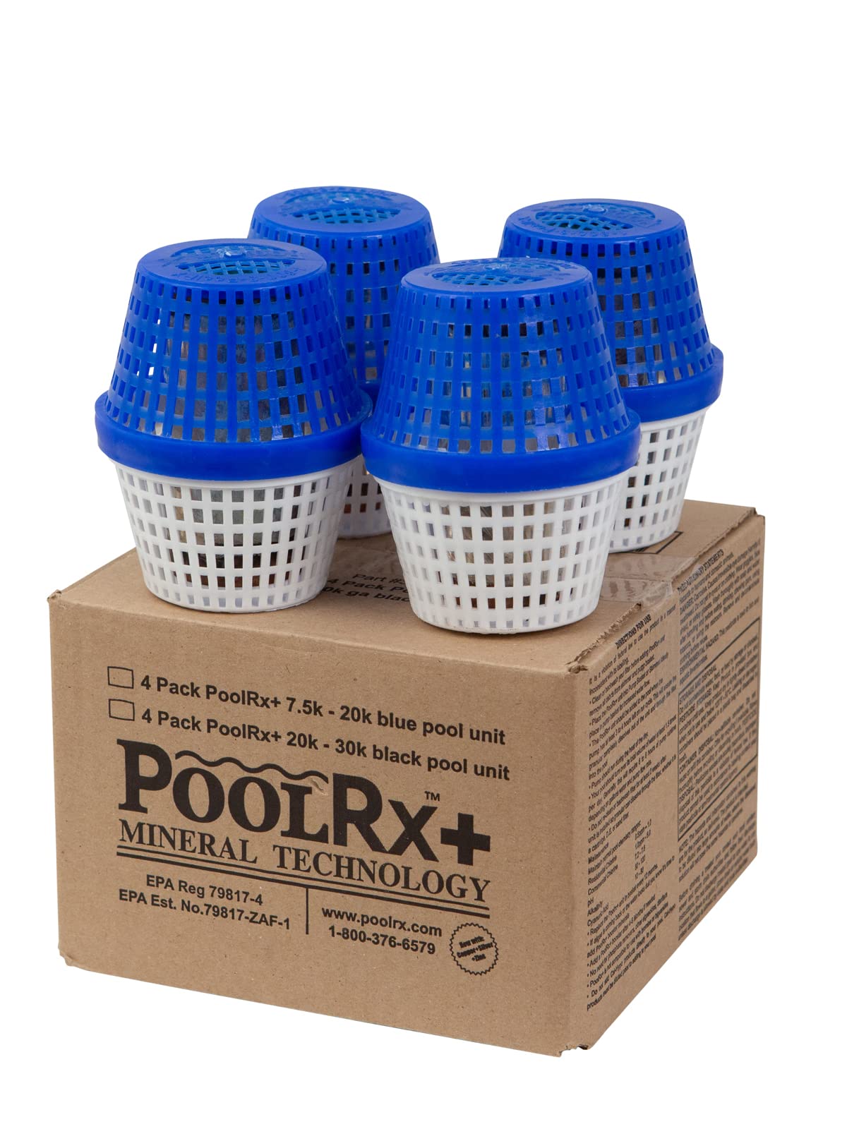 PoolRX+ Pool Unit 7.5k-20k gallons (4-Pack), Blue, (331003)