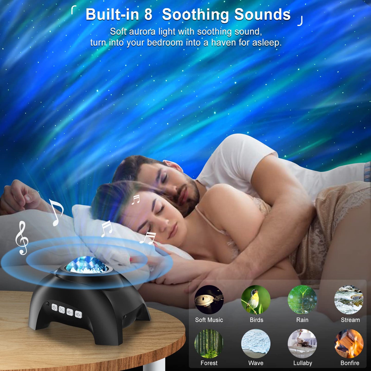 Northern Lights Aurora Projector for Bedroom with Music Bluetooth Speaker and White Noise, Vinwark Galaxy Projector, Starry Night Light Projectors for Kids Adults Gaming Room