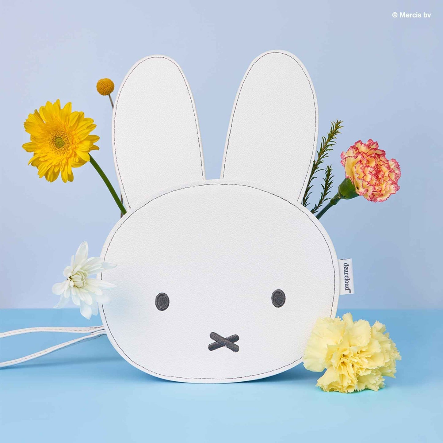 dearcloud Miffy Faux Leather Cosmetics Bag with Removable Wristlet Strap – Travel Case & Purse (Shaped like Miffy)