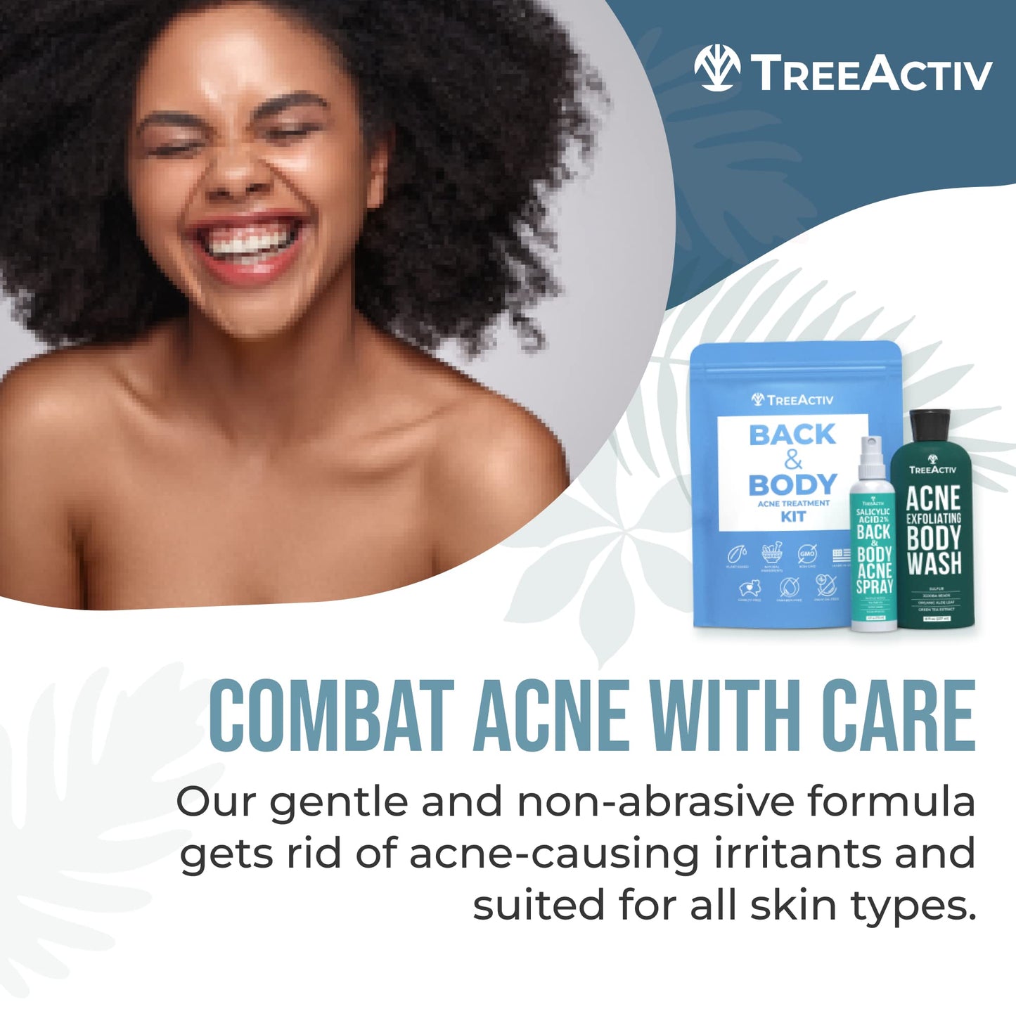 TreeActiv 90-Day Body Acne Treatment Kit, Salicylic Acid Acne Body Spray, Exfoliating Body Acne Wash, Body Acne Treatment for Back, Chest and Butt Acne Removal, Back Acne Treatment For Women and Men