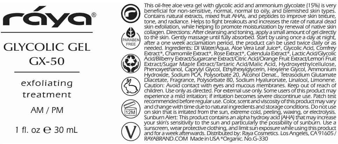 Raya Glycolic Gel GX-50 | Face Exfoliator & Serum | Against-Wrinkle Facial Serums with AHA for Oily & Break-Out Skin | Clears Blemishes, Reduces Oiliness & Fine Lines