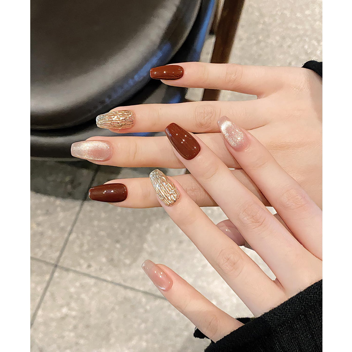 Press On Nails, Wedding False Nails,Reusable Nail Stickers, Artificial Glossy Fake Nails, Press on Fake Nails for Women/Girls(X-SMALL, Hong Kong Style Beauty)