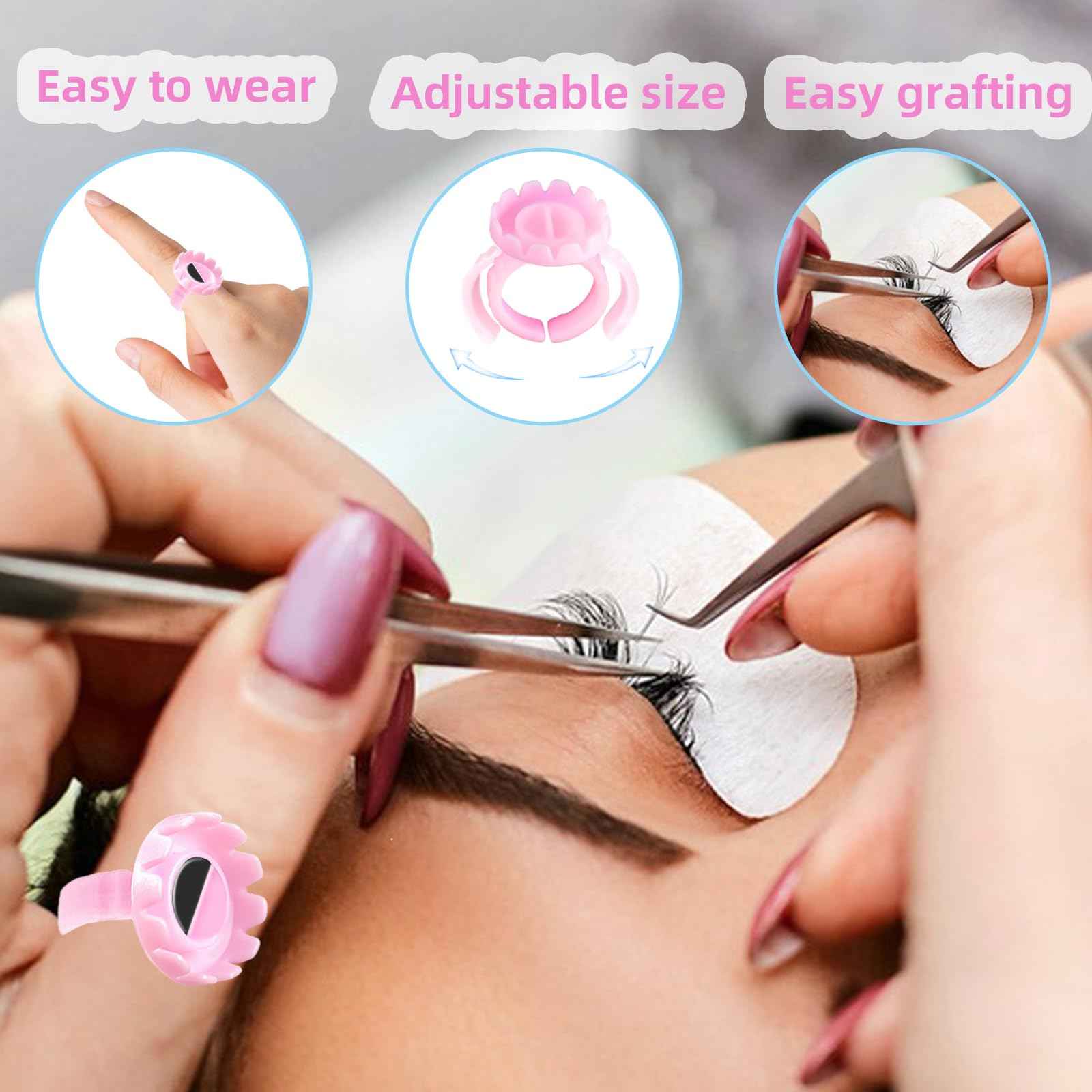 100 Pcs Glue Rings for Eyelash Extensions,Disposable Ring for Lashes Cute Lash Glues Holder Ring Glues Cup Glue Rings,Use for Eyelash Extension Supplies(Rotundity Pink)