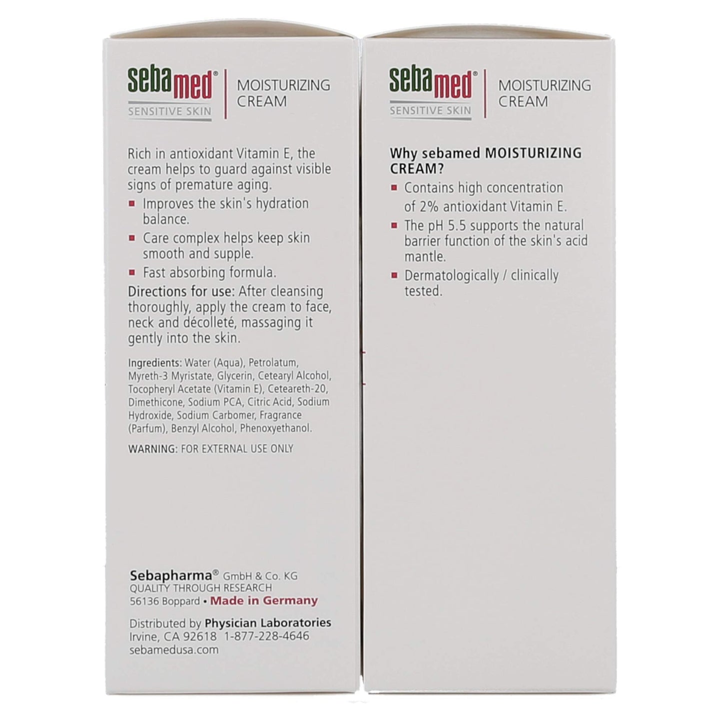 Sebamed Moisturizing Face Cream with Pump for Sensitive Skin Antioxidant pH 5.5 Vitamin E Hypoallergenic 3.4 Fluid Ounces (100mL) Ultra Hydrating Dermatologist Recommended Moisturizer (Pack of 2)