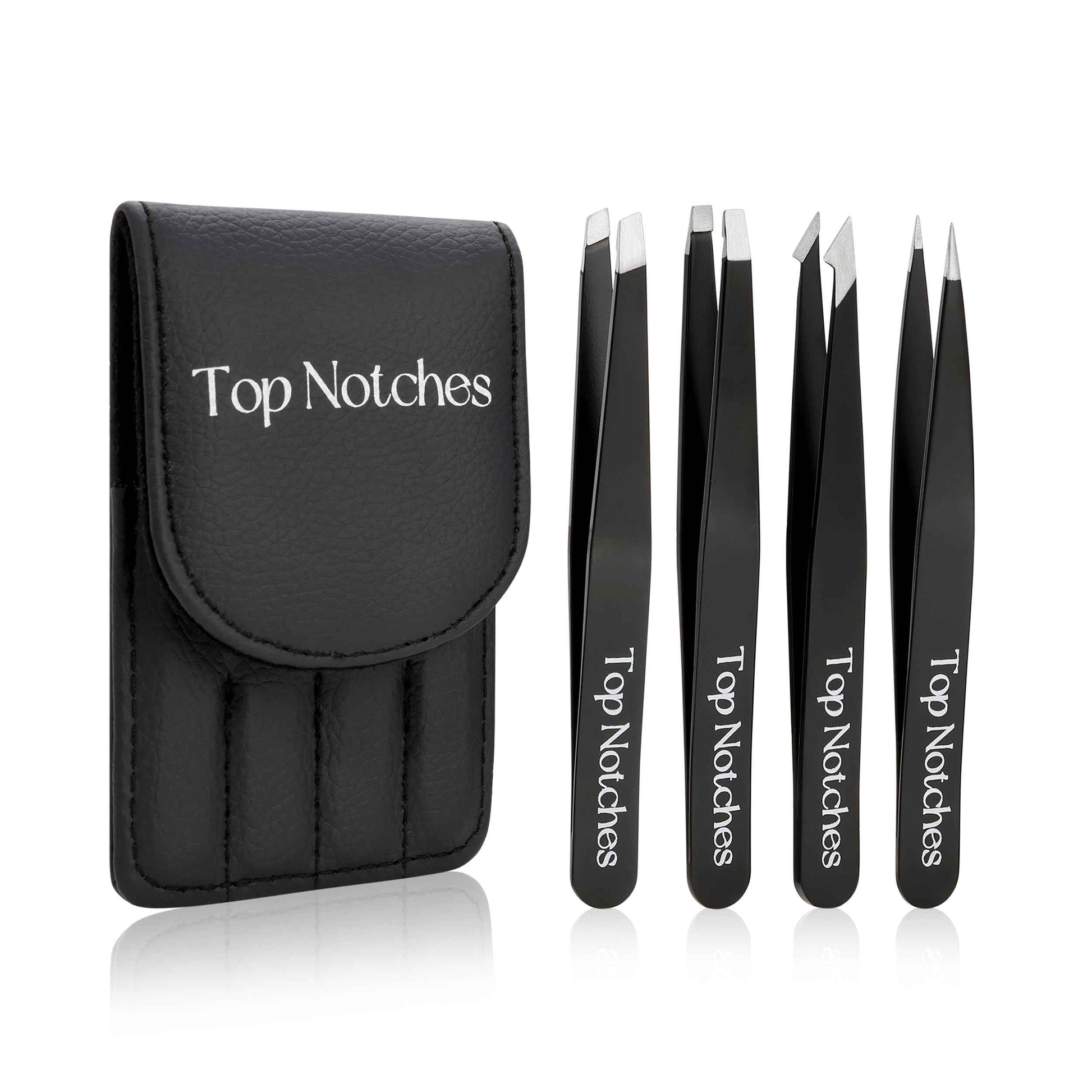 Top Notches Tweezer Set - High Grade Tweezers For Women And Men, Perfect For Eyebrows Facial Hair Ingrown Hair And Splinter Removal