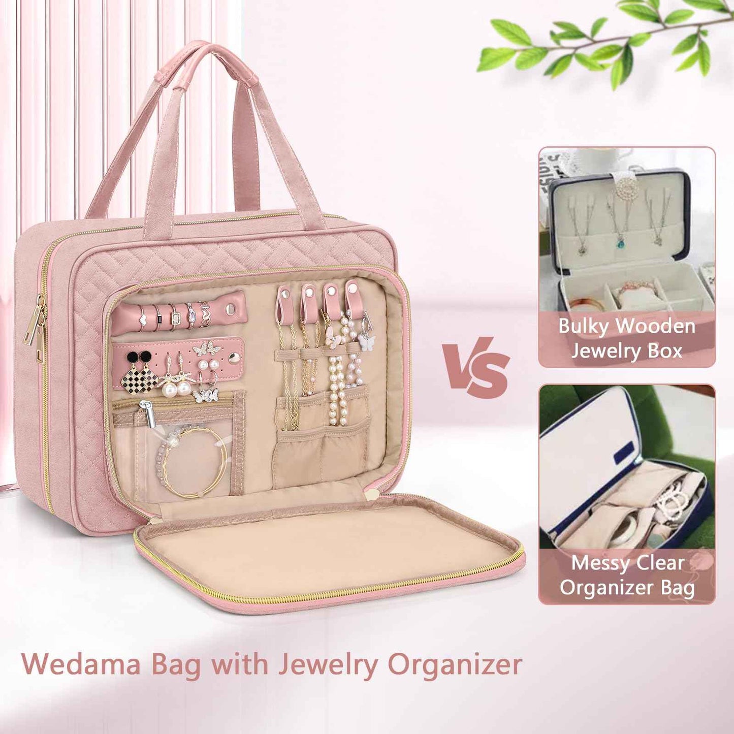 Wedama TSA Approved Toiletry Bag + Hanging Travel Toiletry Bag with Jewelry Organizer Compartment Large Makeup Bag for Travel Business Trips Camping Bathroom