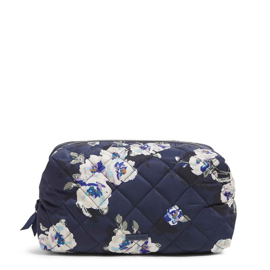 Vera Bradley Women's Performance Twill Large Cosmetic Makeup Organizer Bag, Blooms and Branches Navy, One Size