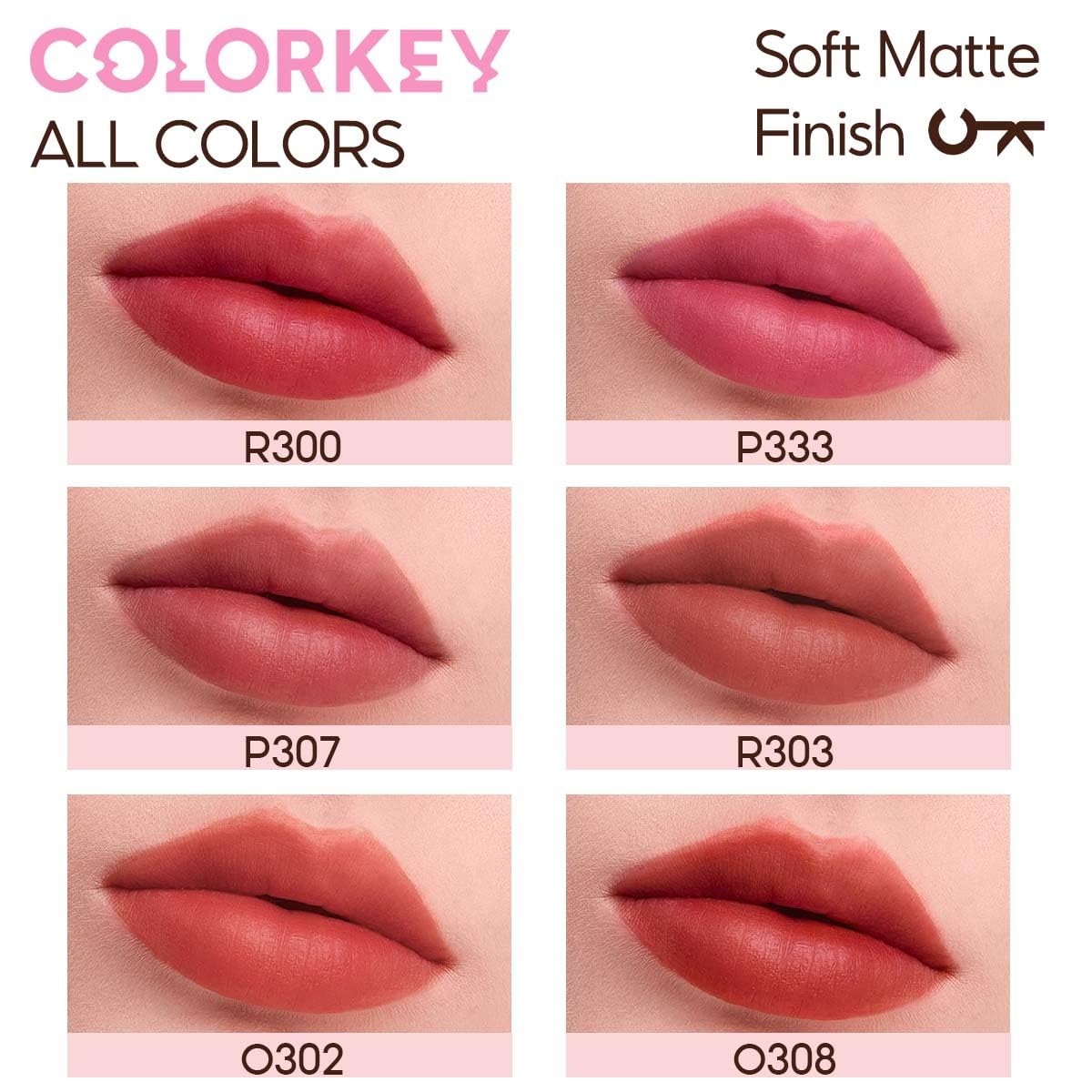 COLORKEY Soft Matte Water Lip Tint, Matte Finishs, Long-Lasting, Moist Fit Without Stickiness, Moisturized, Waterproof, Liquid Lipstick, Nude lip color (O302 Balsam Jasmine)