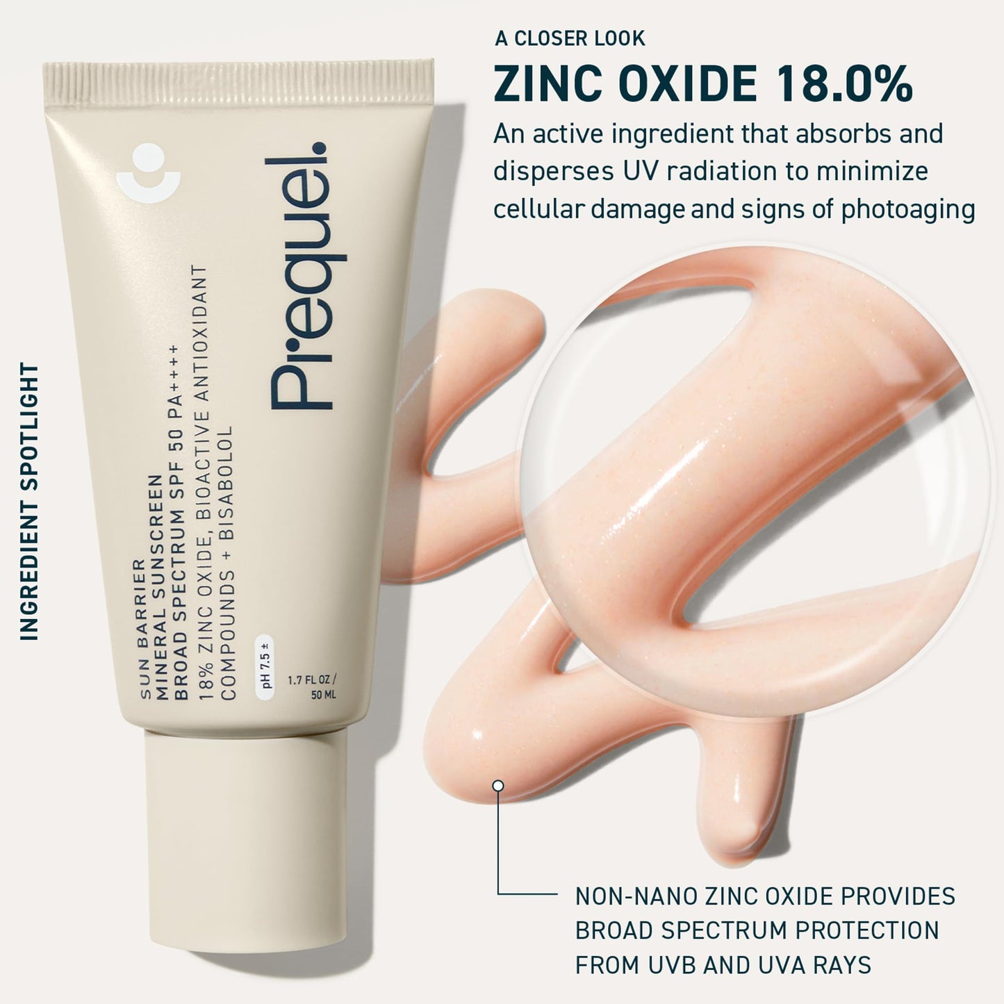 Prequel Skin - Sun Barrier Mineral SPF 50 Sun Protectant - Lightweight Semi-Transparent Zinc Oxide Sunscreen - 1.7 Fl Oz