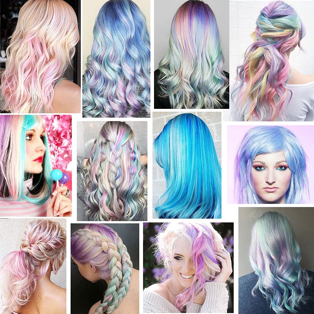 XIRRWWH Colored Hair Extensions Clip in,21 Inch Rainbow Hairpieces Heat Resistant Straight Hair,Birthday Gifts Party Multicolor Hair Accessories 18 Pcs of Set (Candy color)