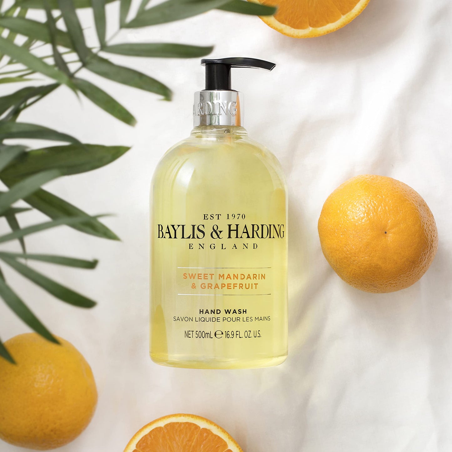 Baylis & Harding Liquid Hand Soap Wash with Dispenser, Sweet Mandarin & Grapefruit, 16.9oz/500ml (3-Pack)