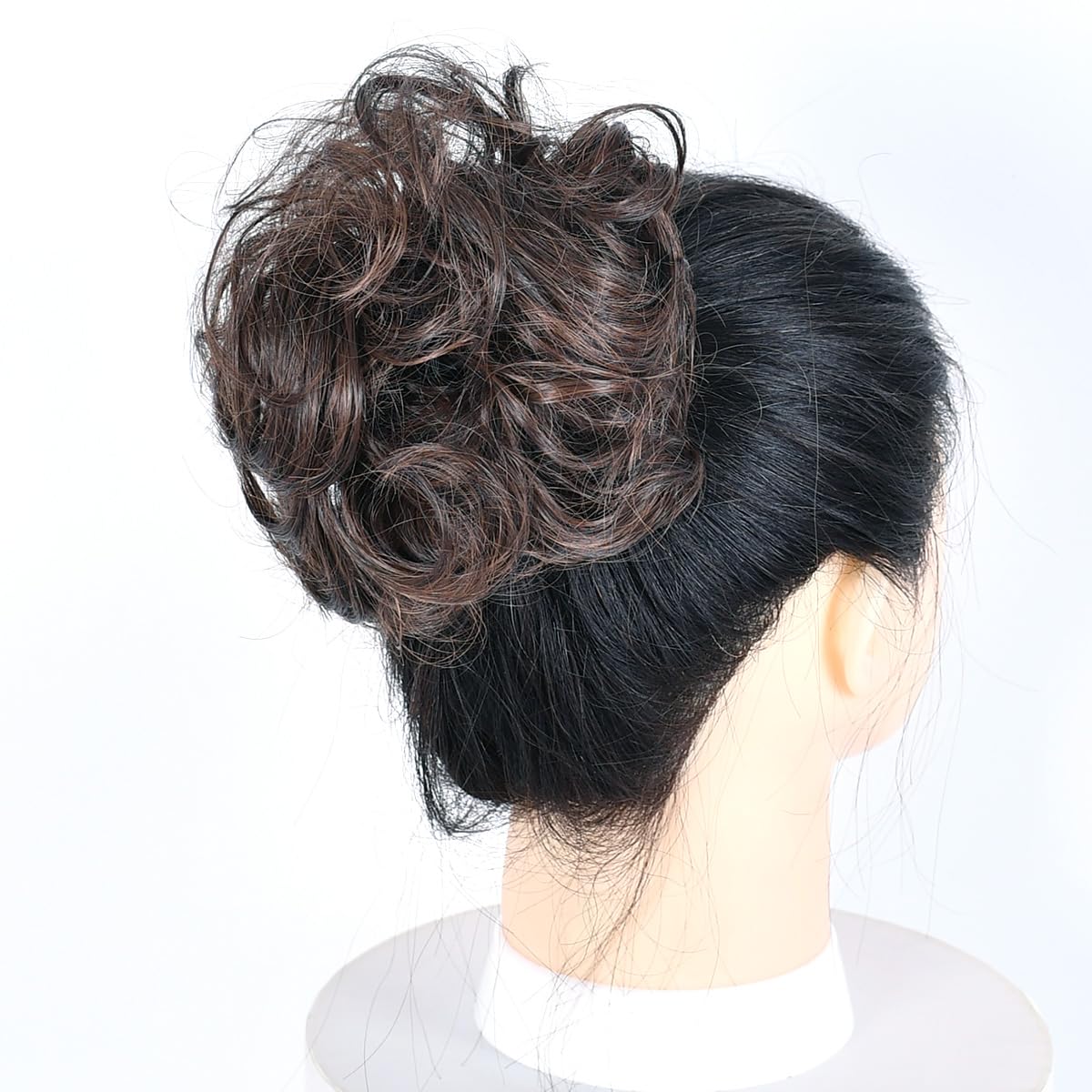 Messy Hair Bun Chignon Donut Hair Pad Elastic Hair Rope Rubber Band Synthetic Hairpiece Black Mix Dim Gray Color (9TDimgray)