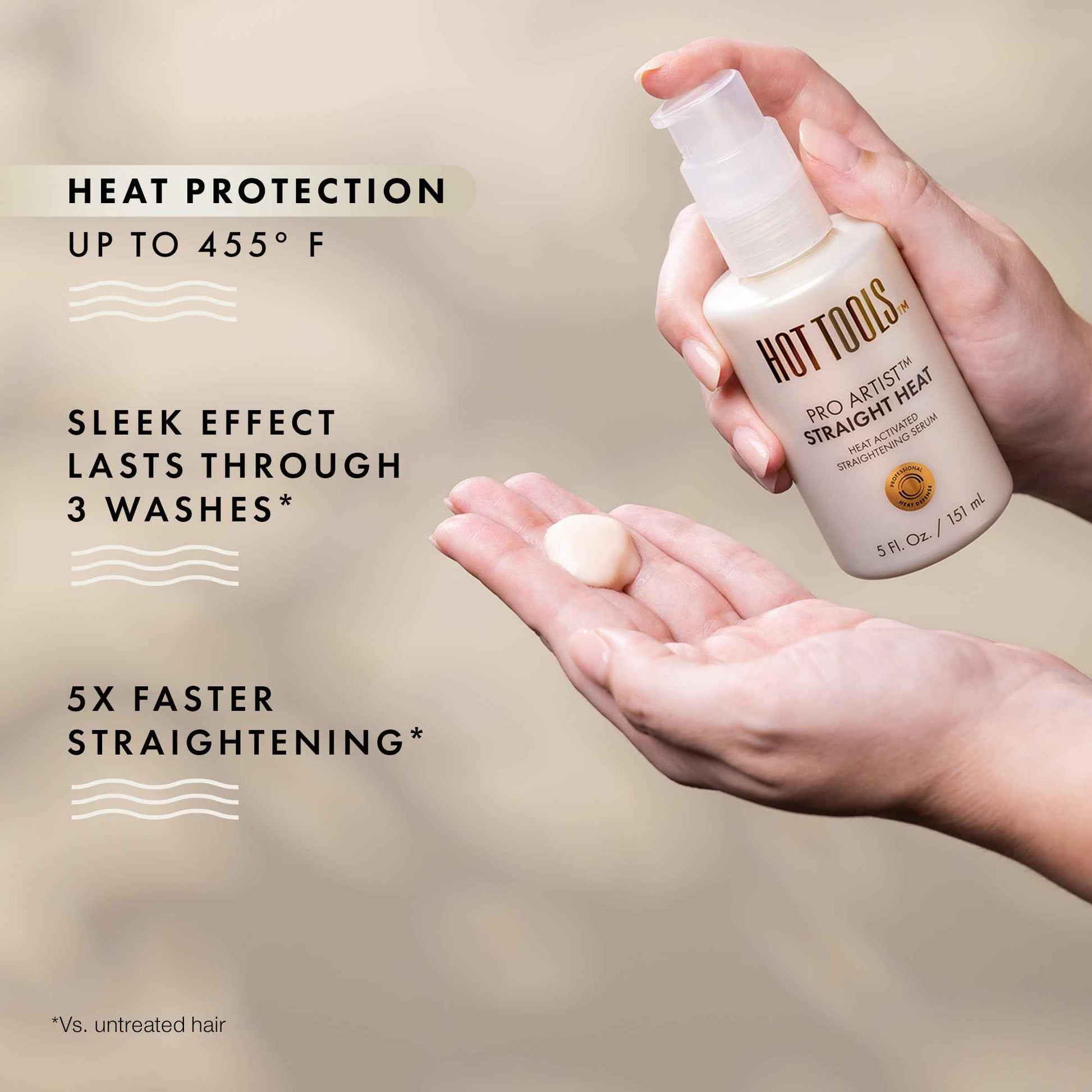 HOT TOOLS™ Pro Artist Heat Defense Instant Detangling Mist and Straight Heat, Heat Activated Straightening Serum | Protect and Straighten