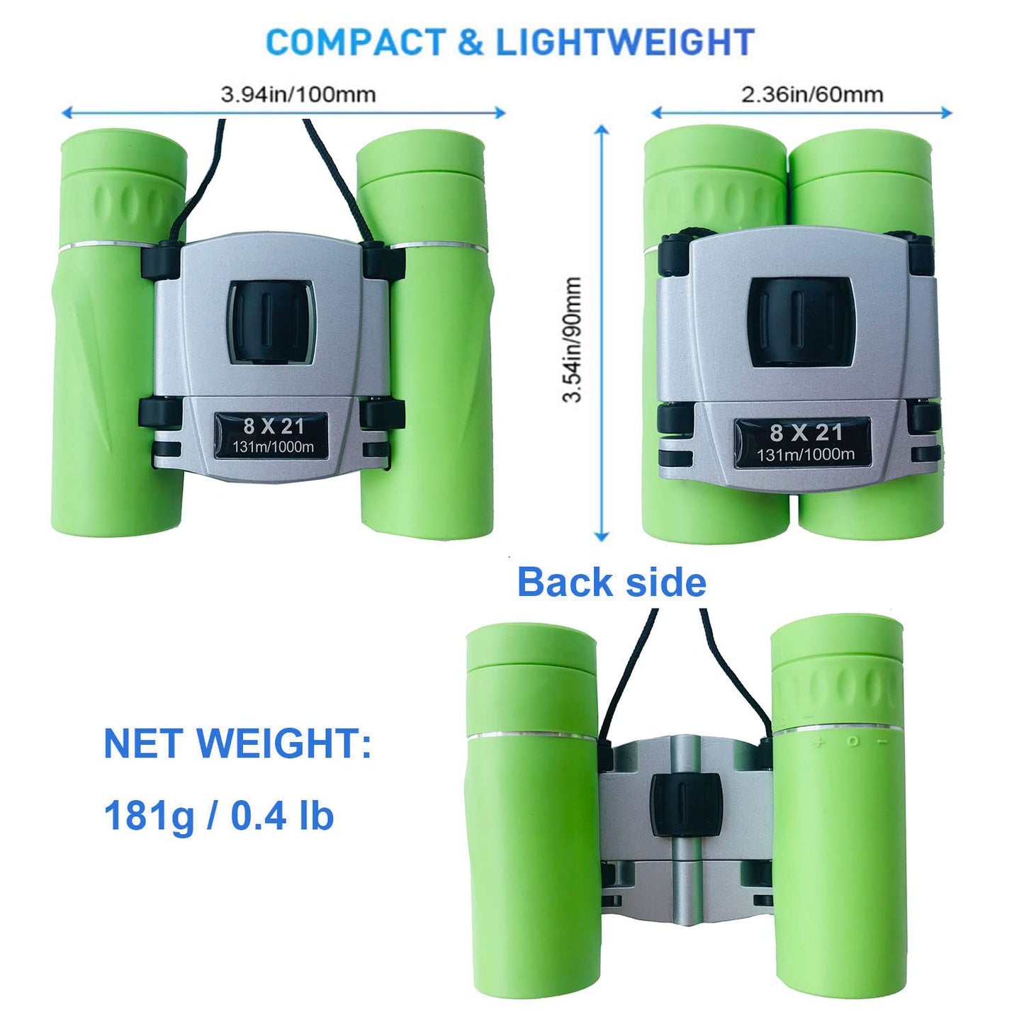 8x21 Compact Binoculars for Bird Watching, Mini Small Binoculars for Adults Teens, Full Optical Binoculars for Opera Hiking Hunting Travel Concert Gift (Light Green.)