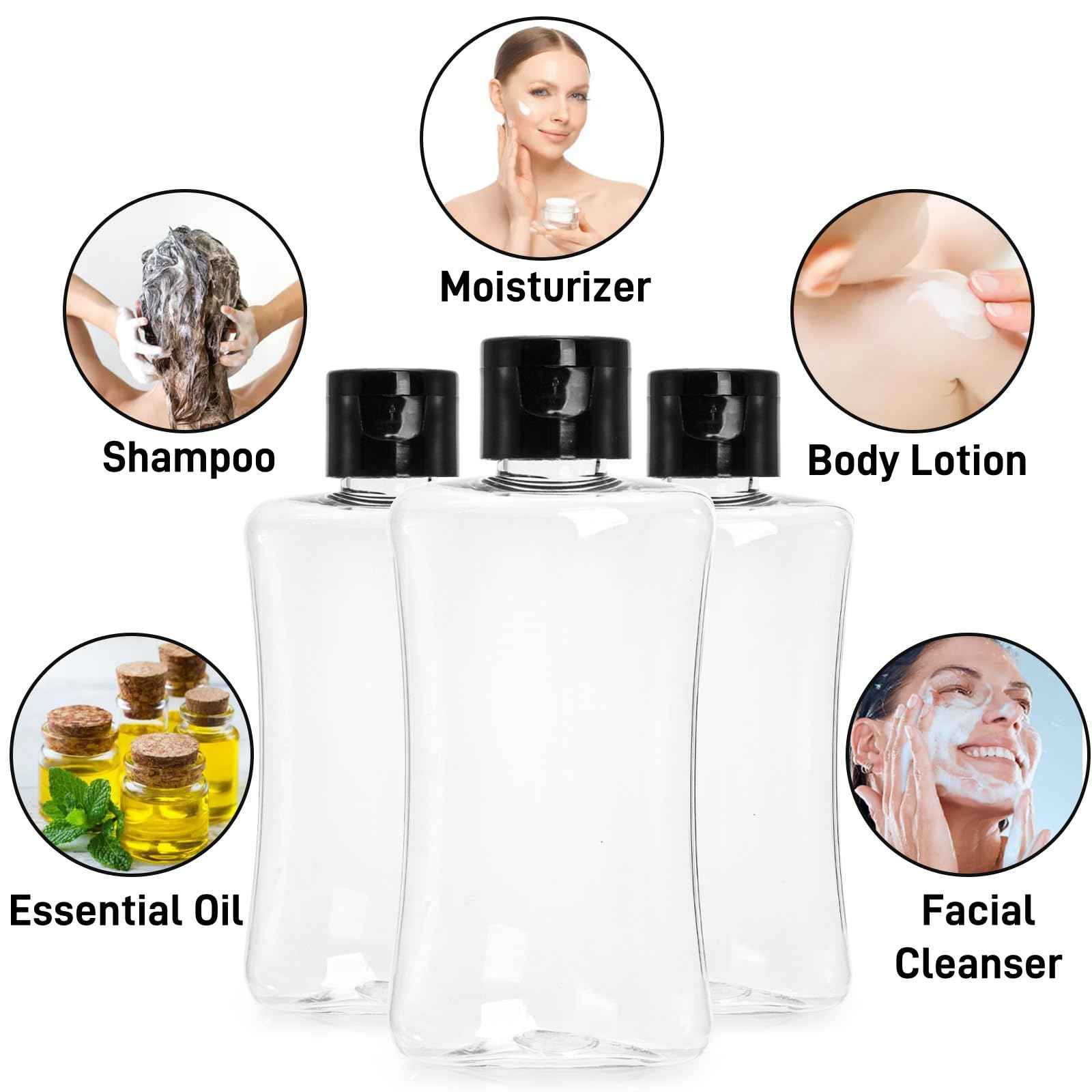 ELFULLY 40 Pack Travel Bottles with Flip Cap, 3.4 oz Empty Plastic Travel Size Containers, Leak Proof Squeeze Bottles, Clear Refillable Cosmetic Containers for Toiletries Lotion Shampoo Essential Oil