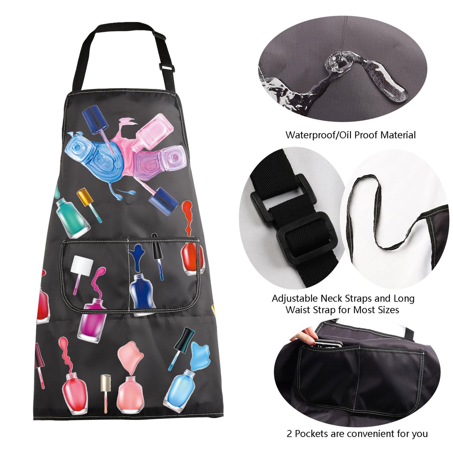 MBMSO Nail Tech Apron Manicurist Apron Nail Cosmetology Gift for Nail Technician Nail Artist Nail Techs Add Polish to Life (Nail Apron-black)