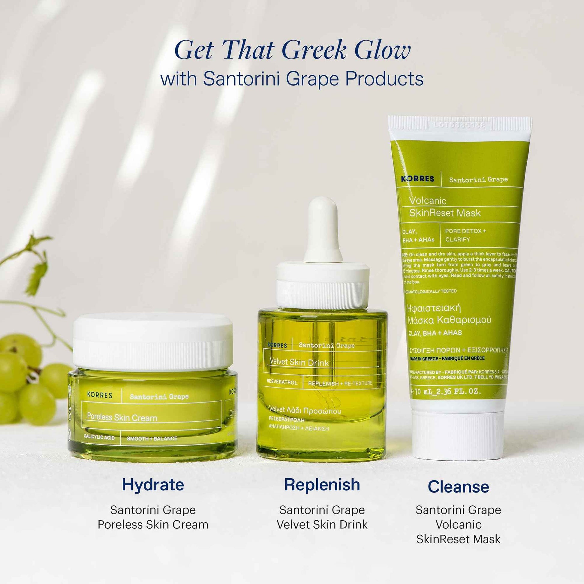 KORRES Santorini Grape Velvet Skin Drink, Hydrating Serum with Resveratrol, Grape Extract & Grape Seed Oil, Antioxidant Face Oil for Smooth, Replenished Skin, 0.5 fl oz, Perfect Stocking Stuffer