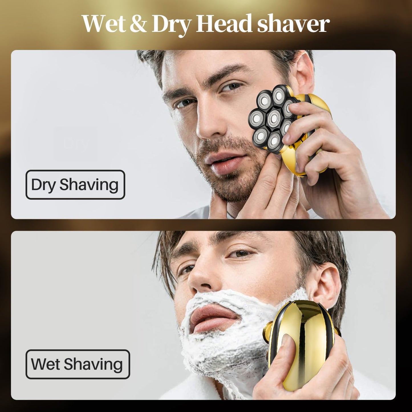 VOTMONI Head Shavers for Bald Men Cordless Head Razor Rechargeable Shaver for Balding 8D Electric Shaver Multifunctional Shaving Kit with Nose Trimmer