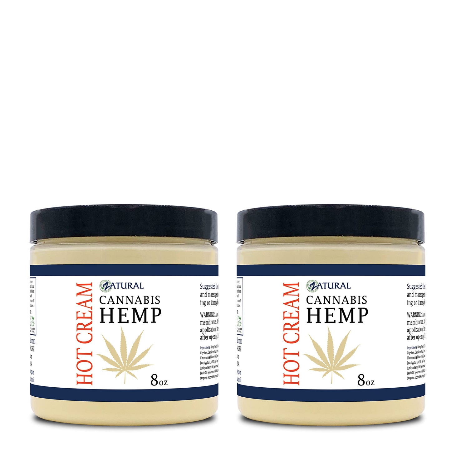 Zatural Hemp Hot Cream with Essential Oil Blend, Aloe, Hemp, and More (8oz 2-Pack)