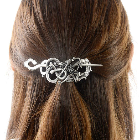 Viking Celtic Dragon Hair Accessories - Irish Hair Decor Hairpins, Barrettes, Sticks for Long Hair Braids and Jewelry