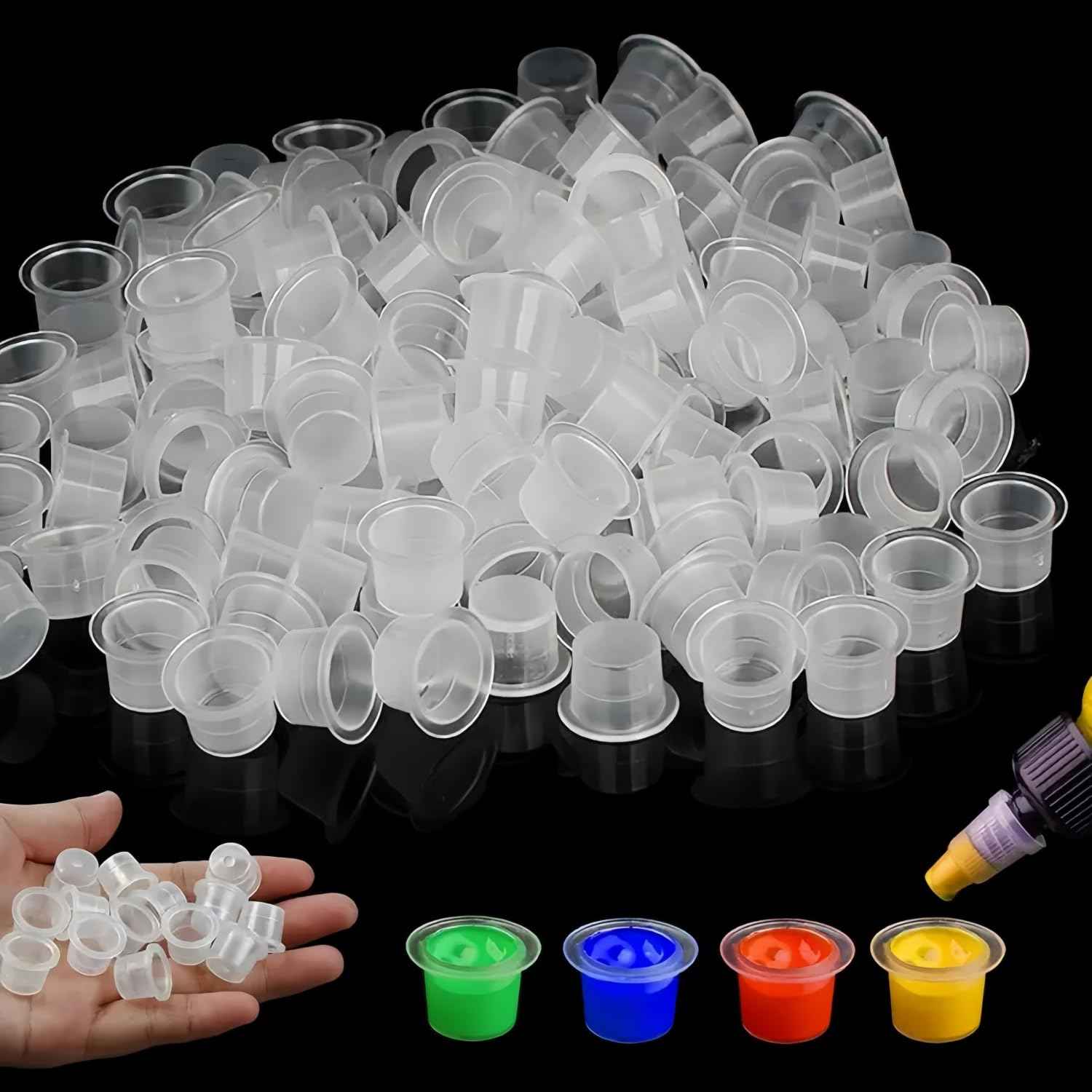Tattoo Ink Caps Cups - 1000Pcs Disposable Plastic Pigment Tattoos Ink Caps Cups for Tattoo Ink, Tattoo Supplies