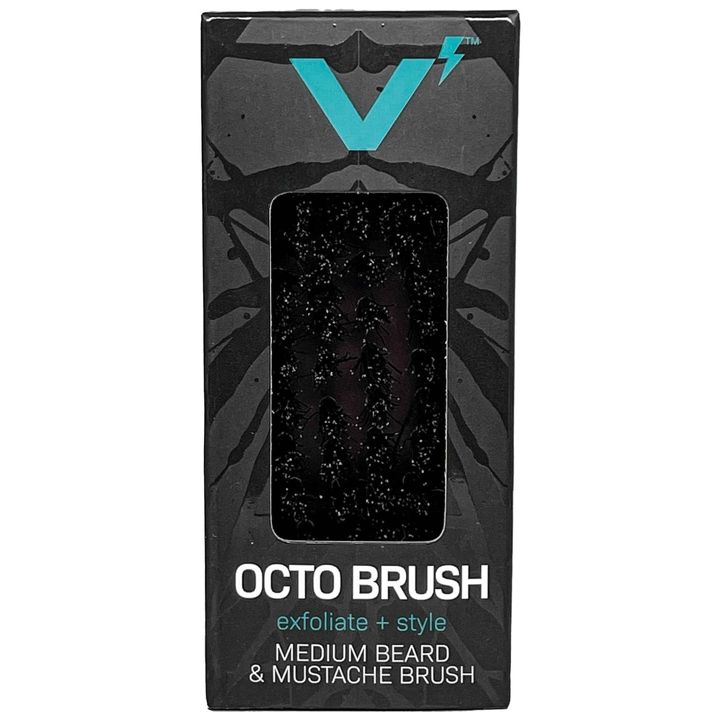 Volt Octo Beard Brush - 100% Natural Boar Bristles & Pearwood Handle - Medium Hardness - Detangles, Softens & Styles Beards – Compact Travel Size – For Short to Medium Beards