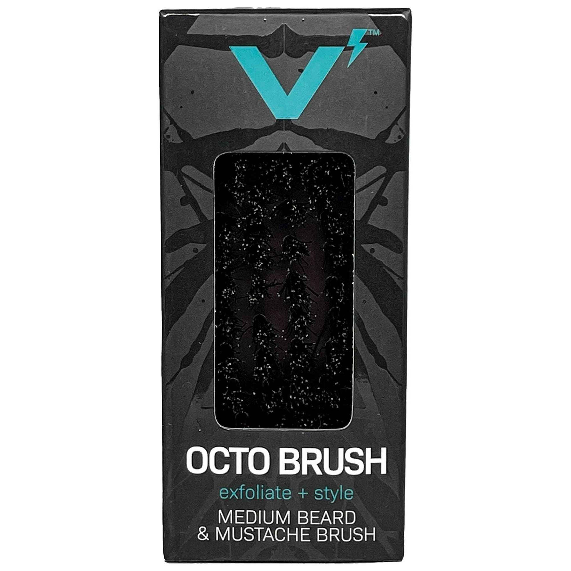 Volt Octo Beard Brush - 100% Natural Boar Bristles & Pearwood Handle - Medium Hardness - Detangles, Softens & Styles Beards – Compact Travel Size – For Short to Medium Beards