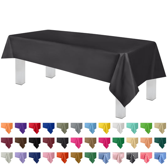 Grandipity Dark Grey 12 Pack Premium Disposable Plastic Tablecloth 54 Inch. x 108 Inch. Decorative Rectangle Table Cover